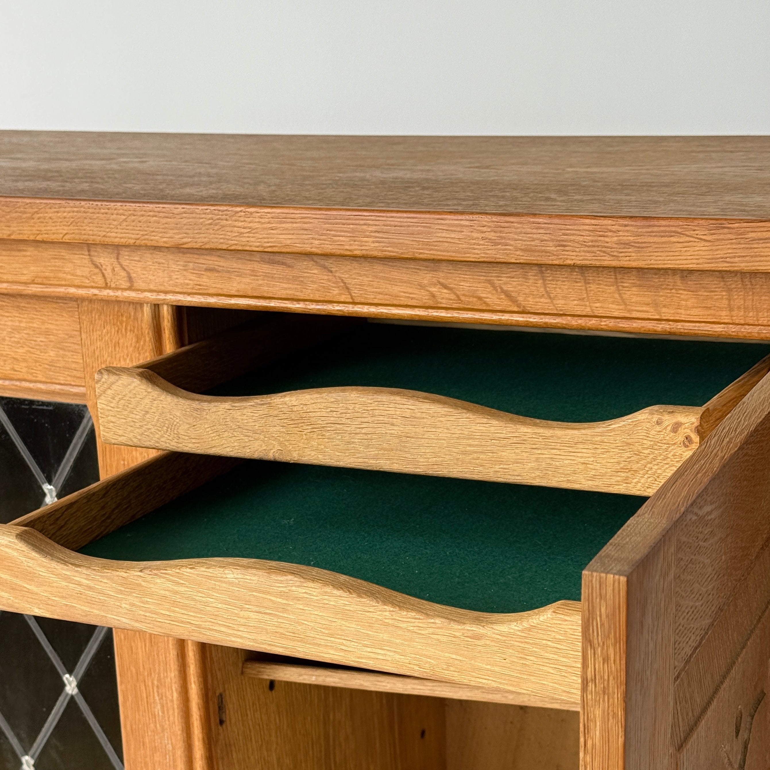 Danish Carved Oak Brutalist Wood Sideboard