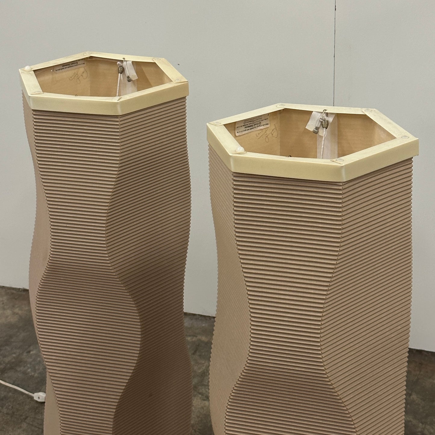Corrugated Paper Lamps by Roland Simmons