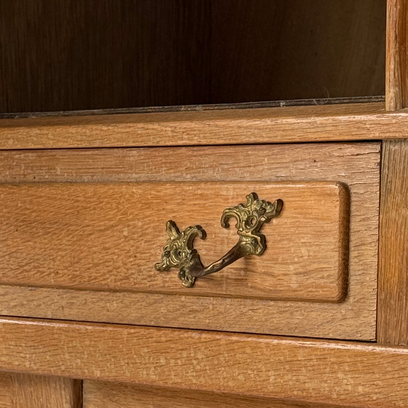 Danish Carved Oak Brutalist Wood Sideboard