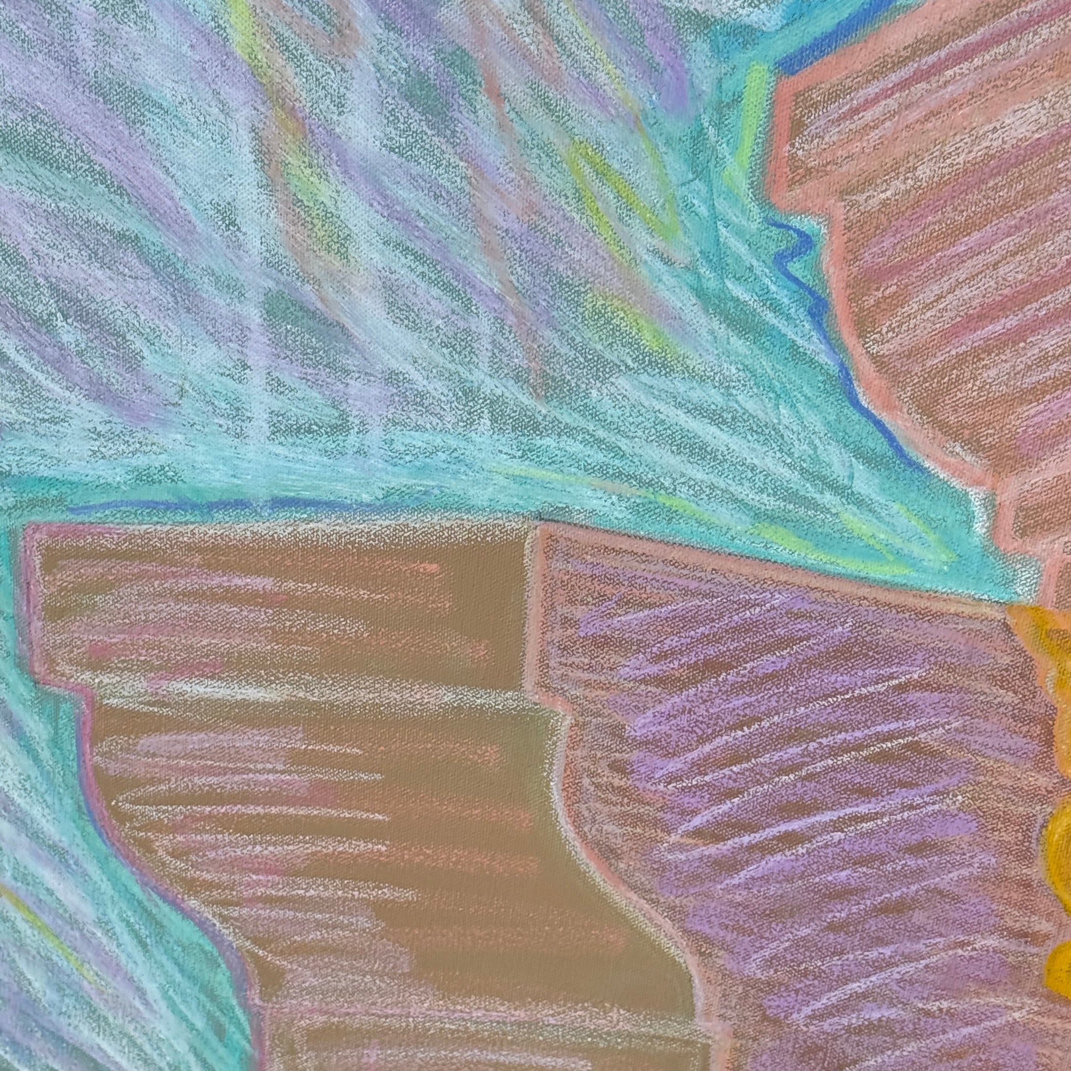 Unsigned Abstract Acrylic Pastel Painting on Canvas