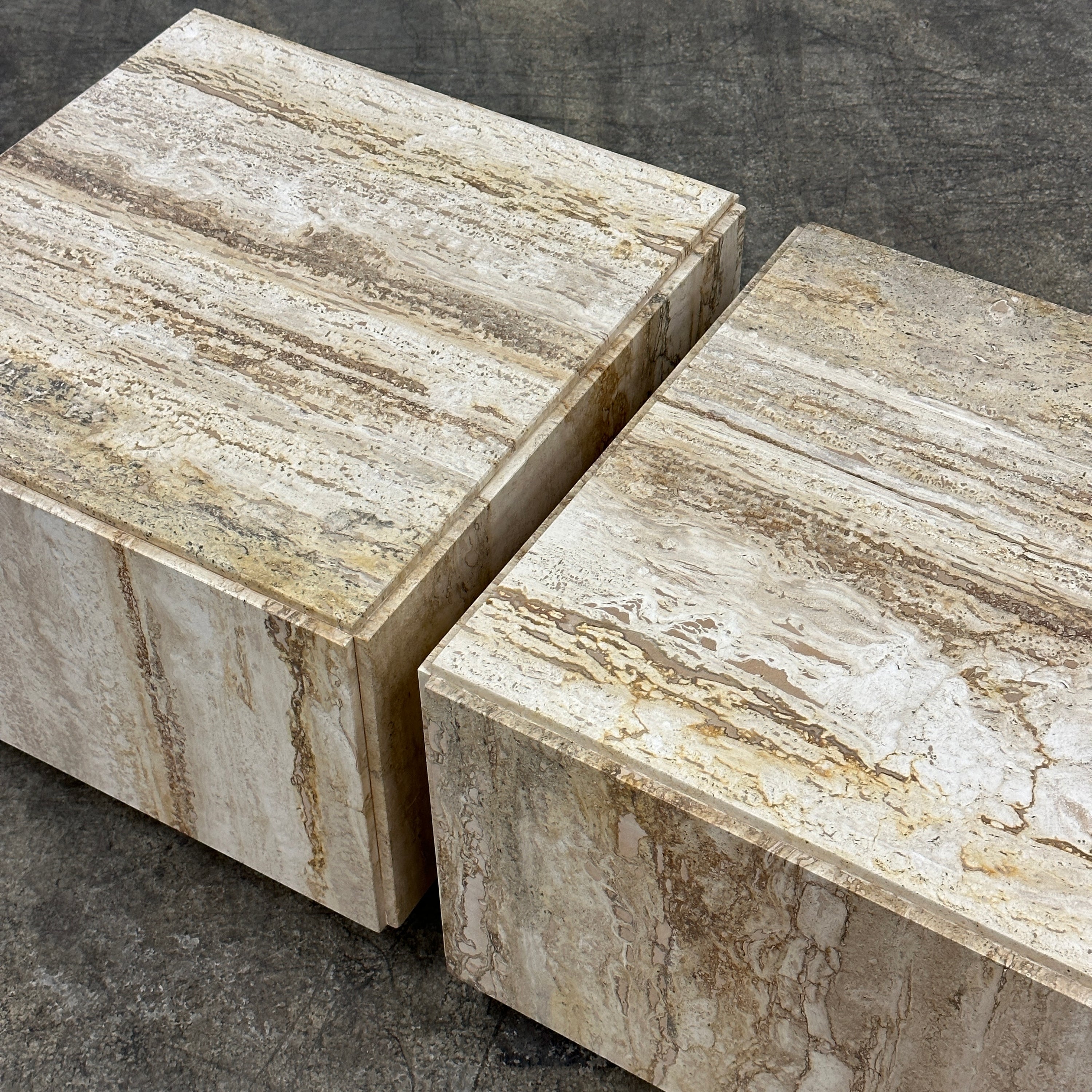 Italian Travertine Cube Tables