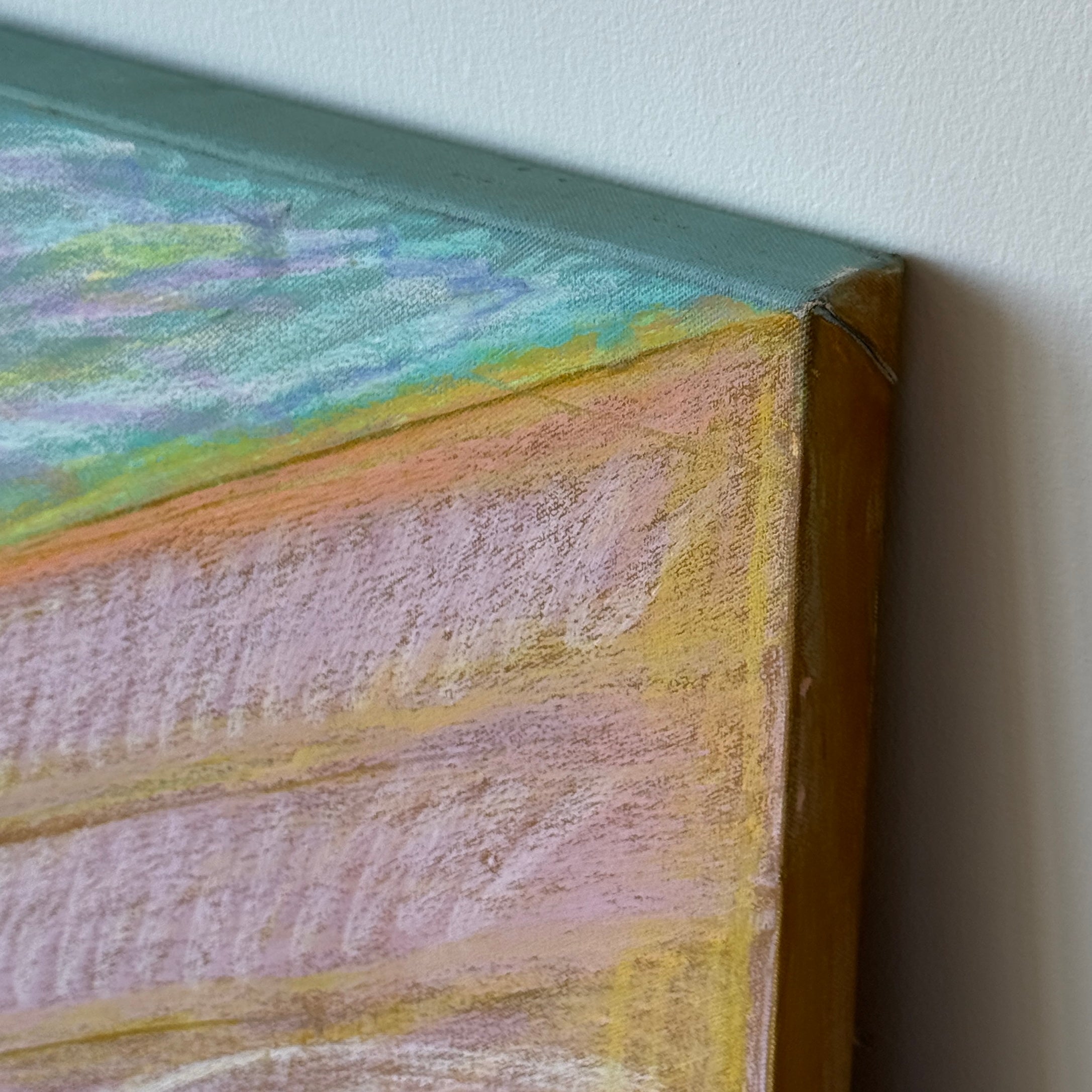 Unsigned Abstract Acrylic Pastel Painting on Canvas