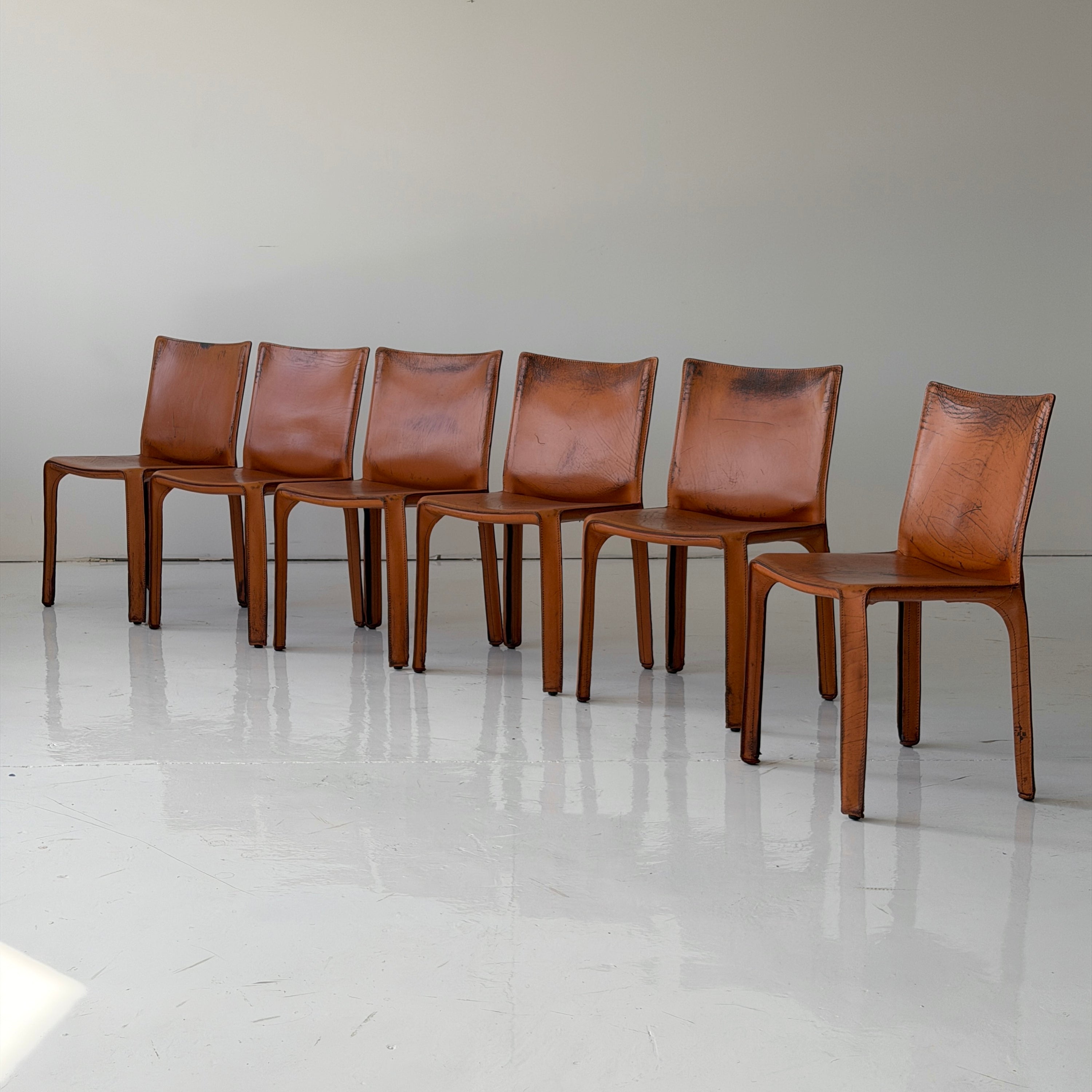Leather Cab Chairs by Mario Bellini for Cassina