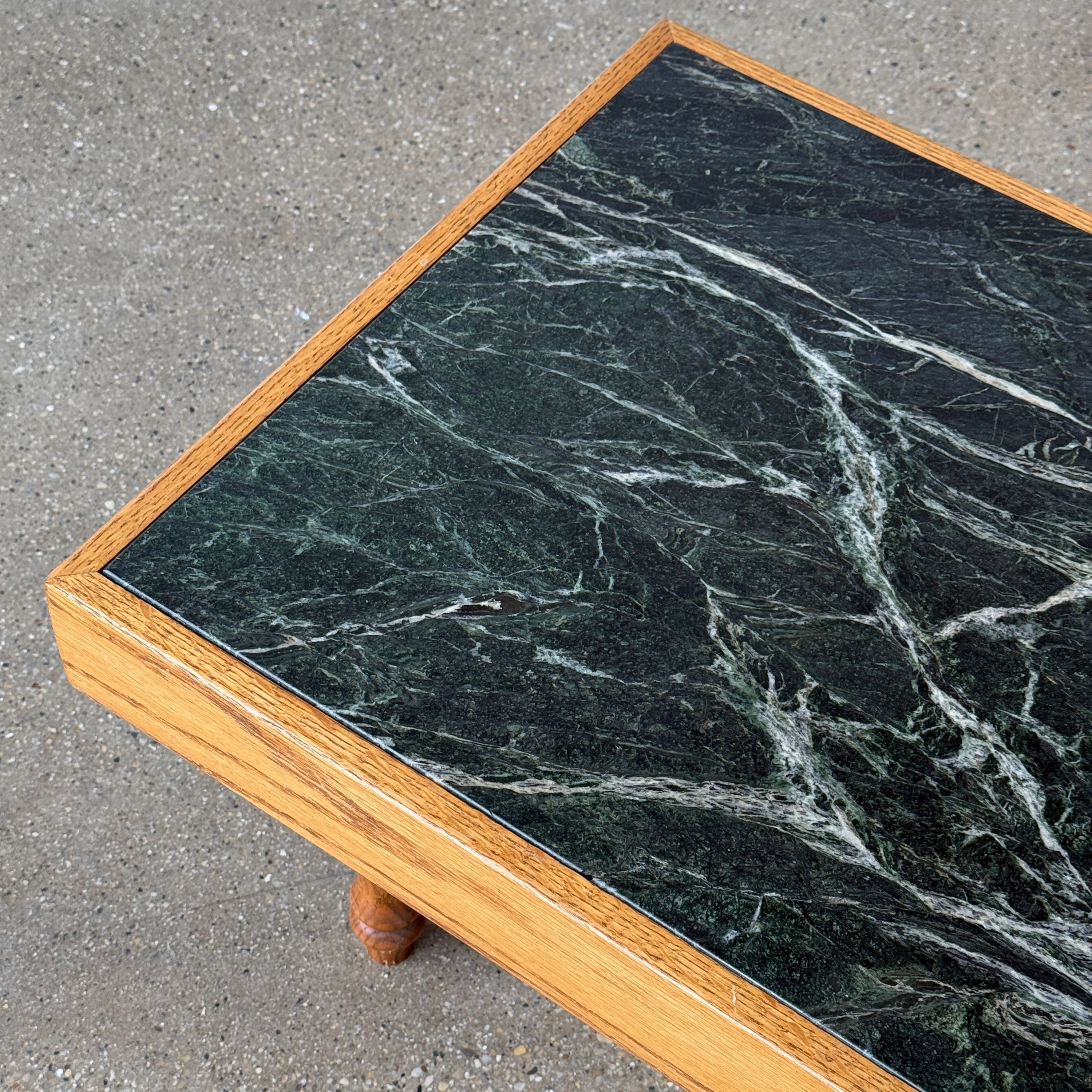 Green Marble Oak Side Table