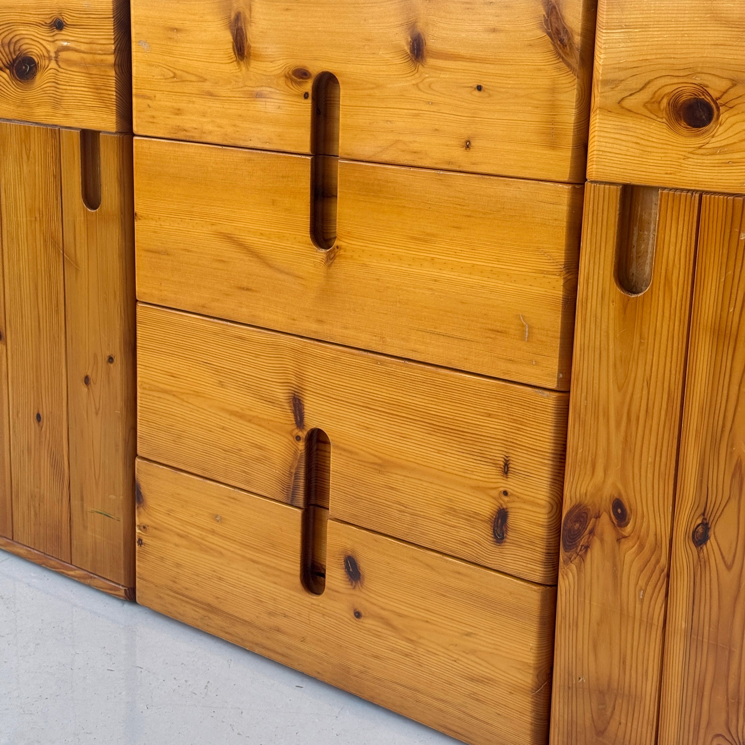 Italian Brutalist Pine Credenza by Silvio Coppola