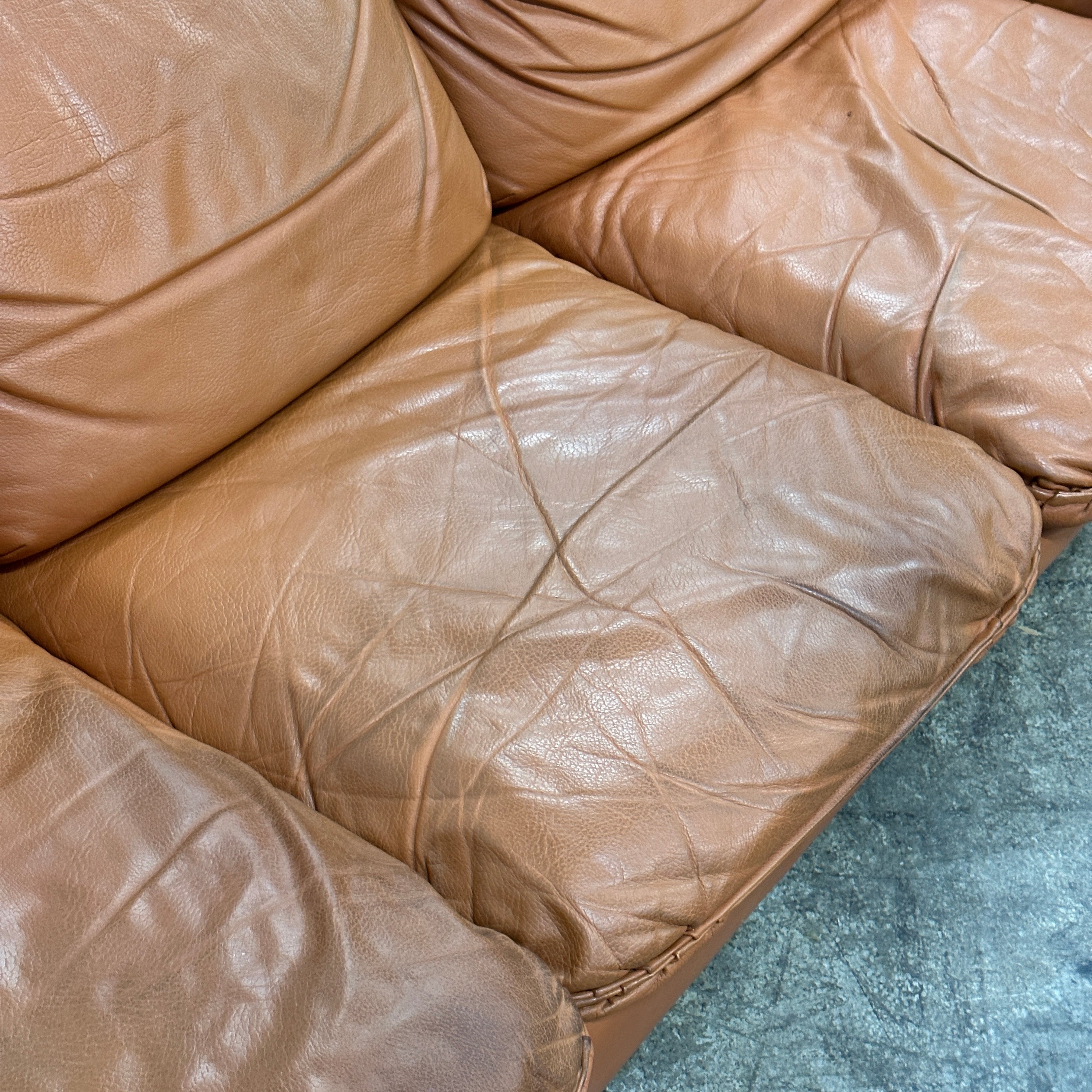 Finnish Chubby Low Leather Sofa