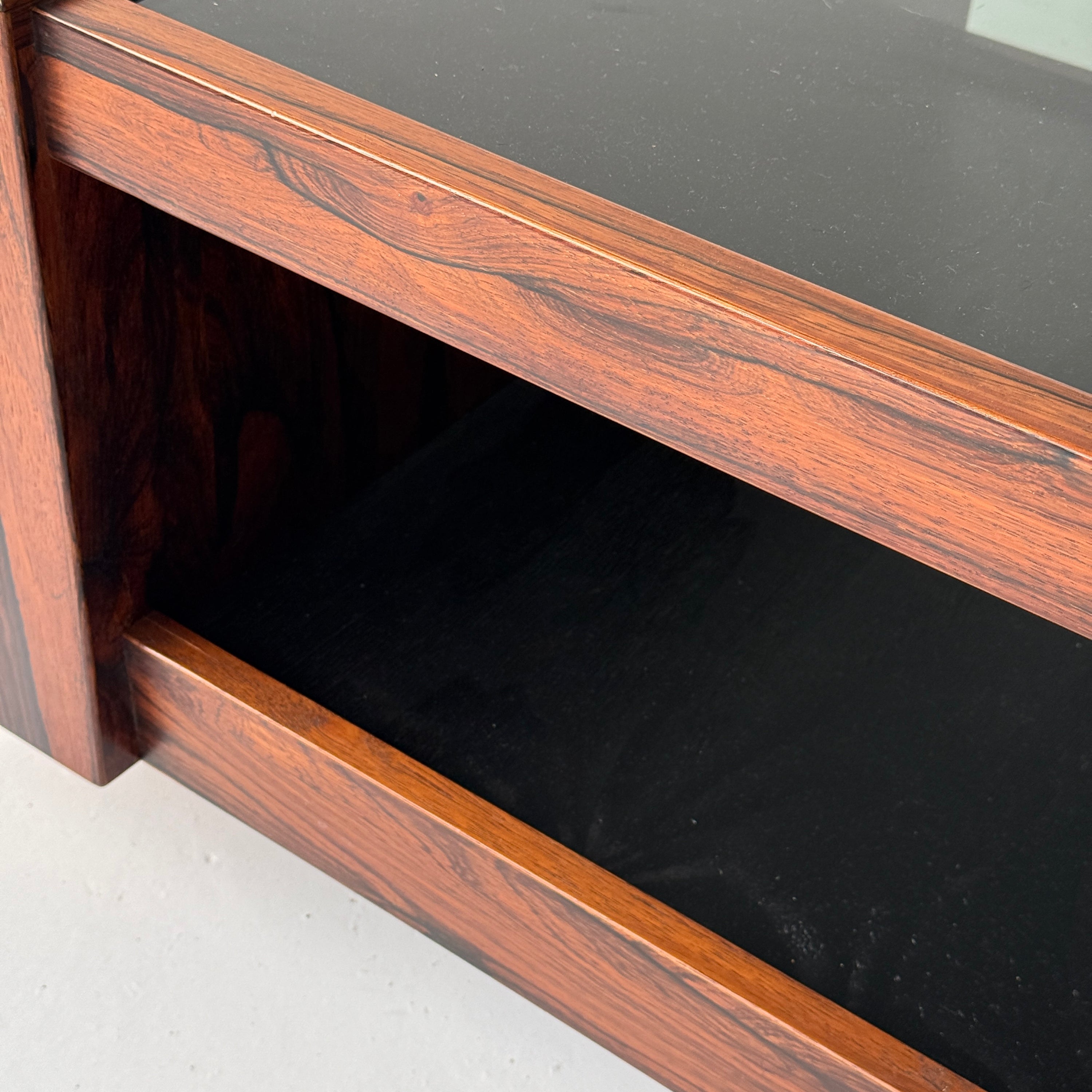 Brazilian Rosewood Glass Coffee Table