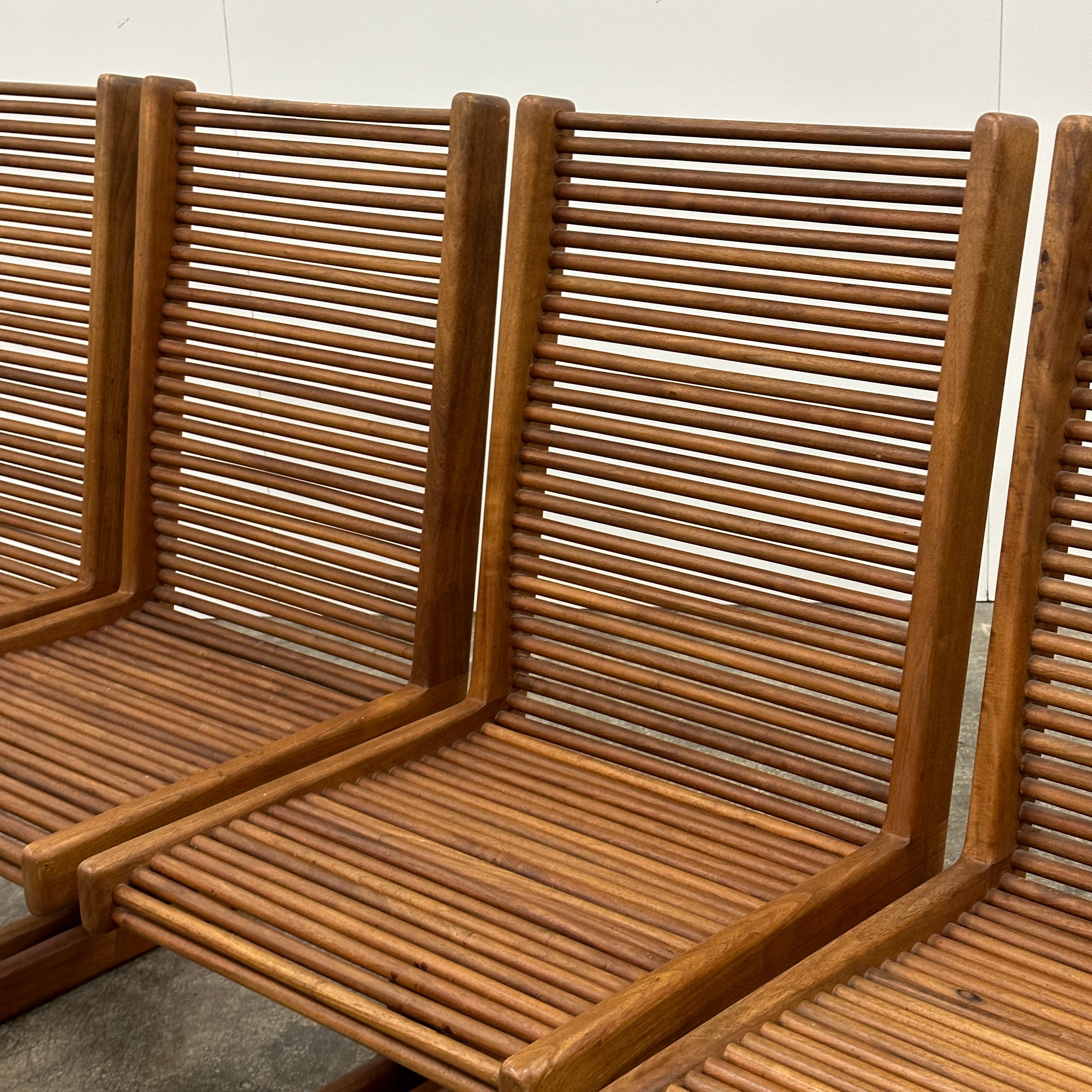 Highback Spindle Dowel Oak Dining Chairs by Stephen Hynsom