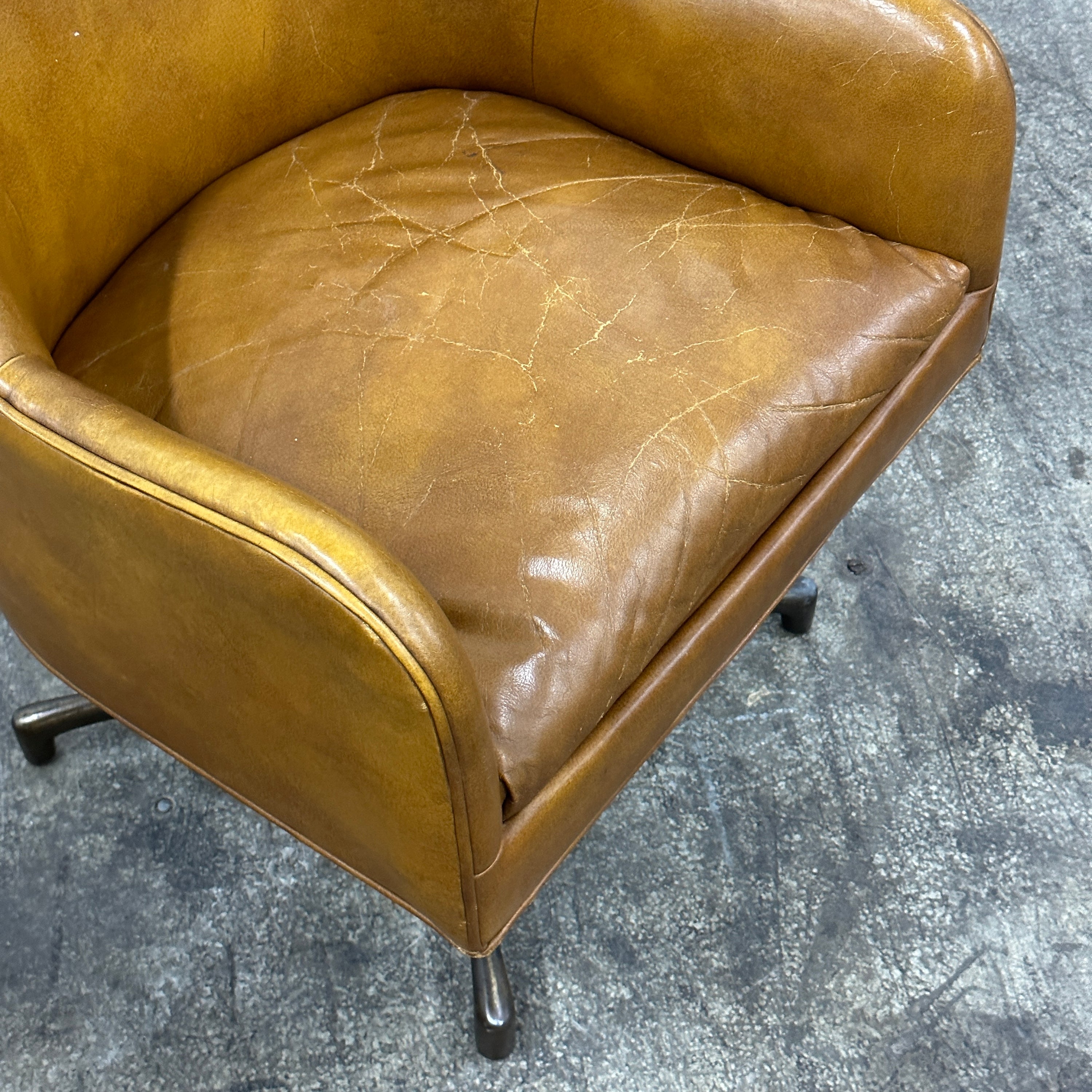 Leather Swivel Chair by Jens Risom for Marble Furniture