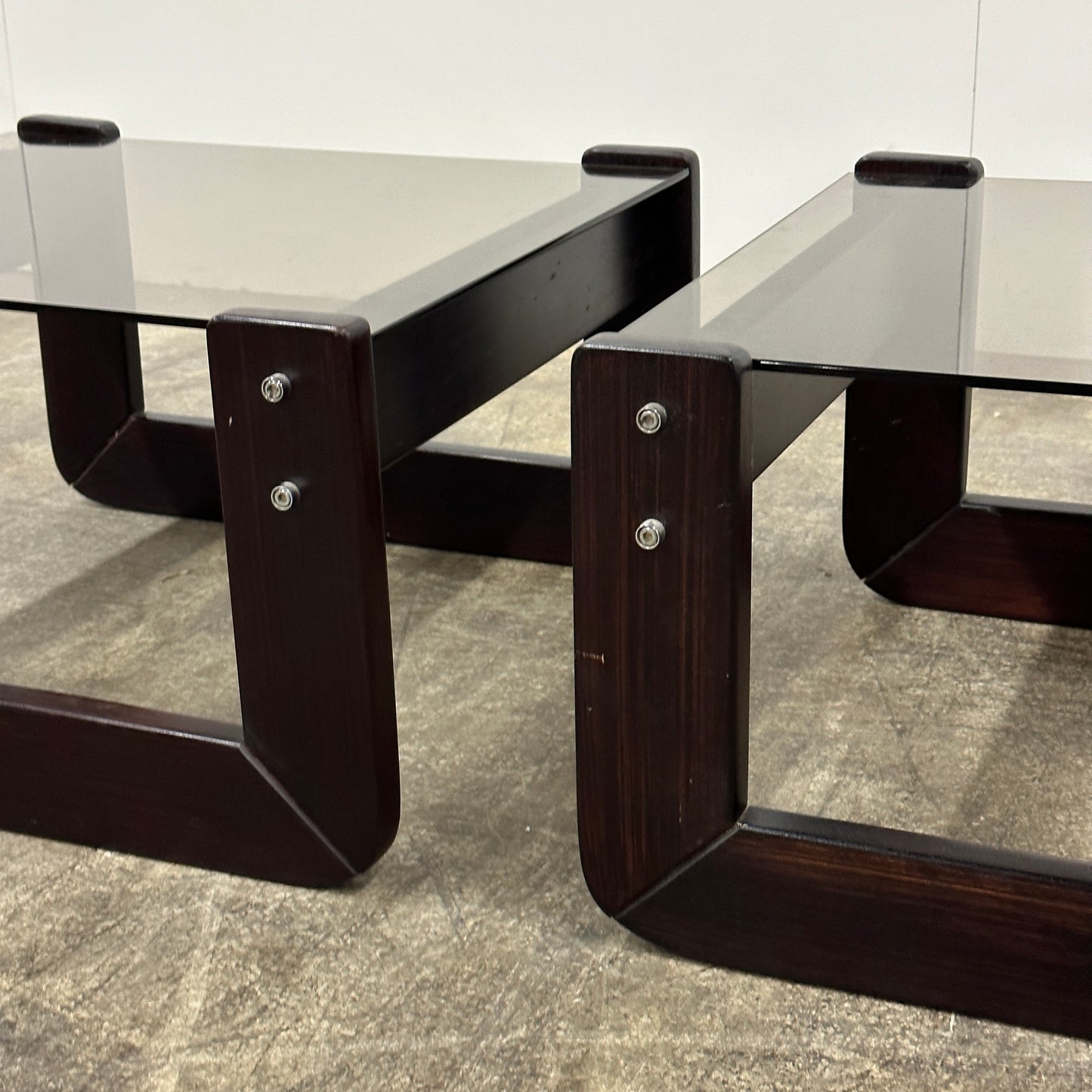 Brazilian Smoked Glass Tables by Percival Lafer