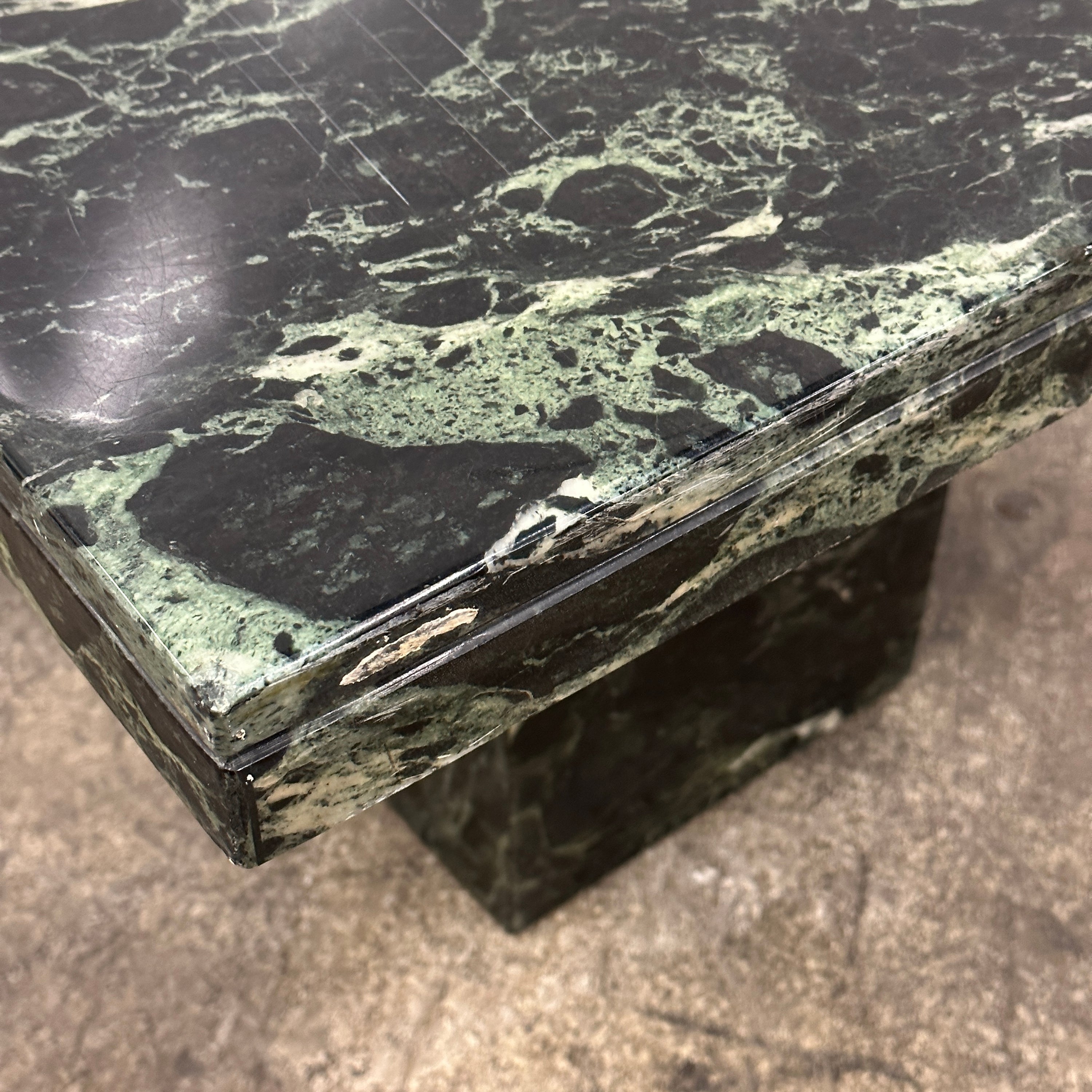 Italian Green Verde Marble Pedestal Tables