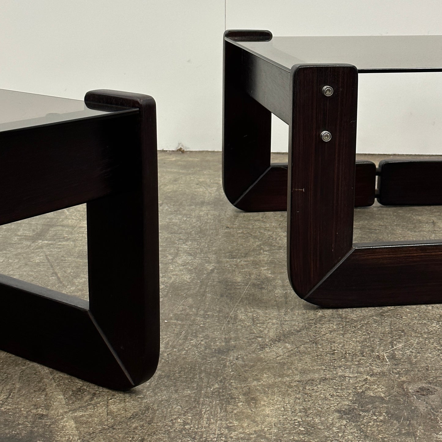 Brazilian Smoked Glass Tables by Percival Lafer