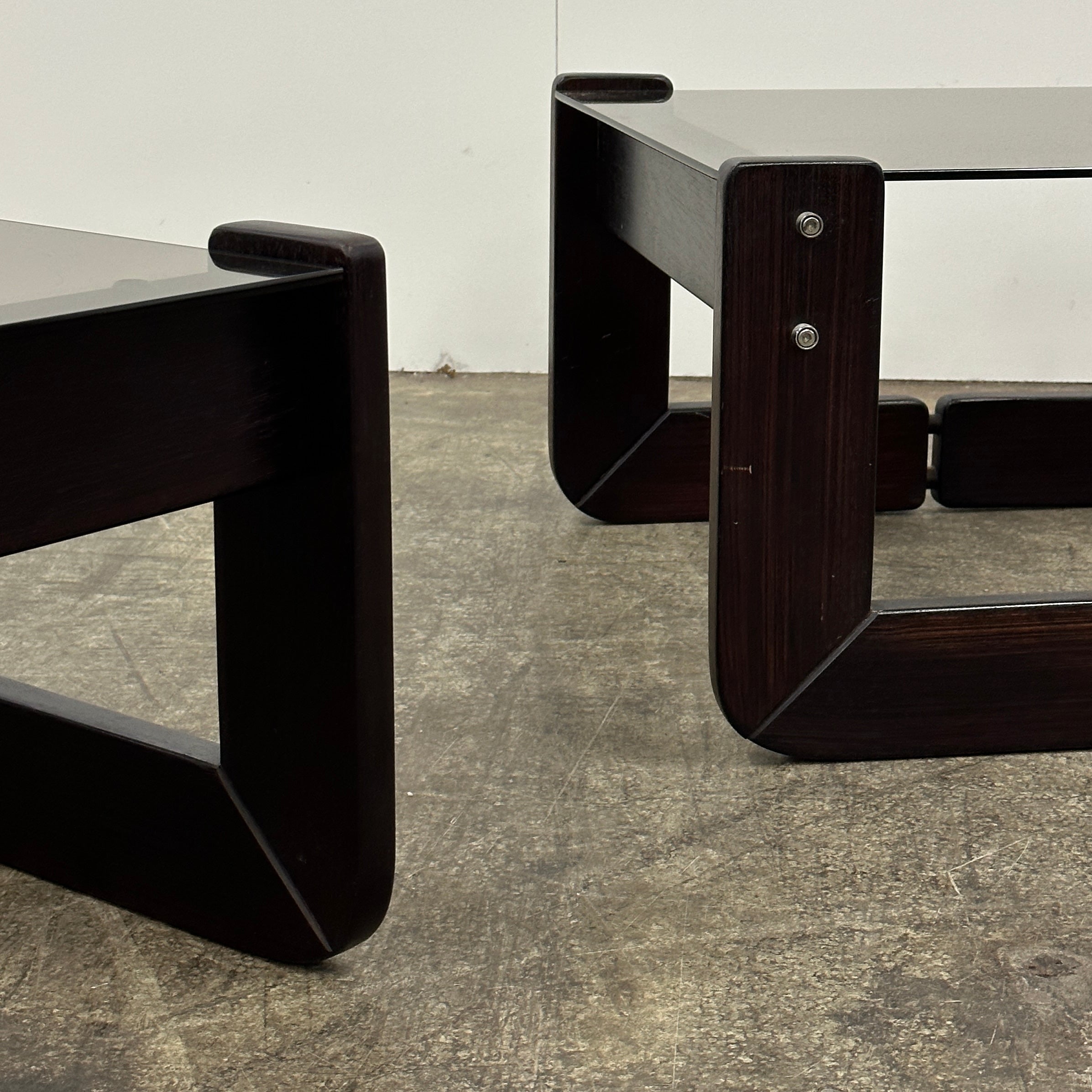 Brazilian Smoked Glass Tables by Percival Lafer