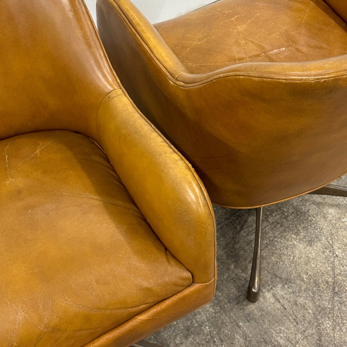 Leather Swivel Chairs by Jens Risom for Marble Furniture