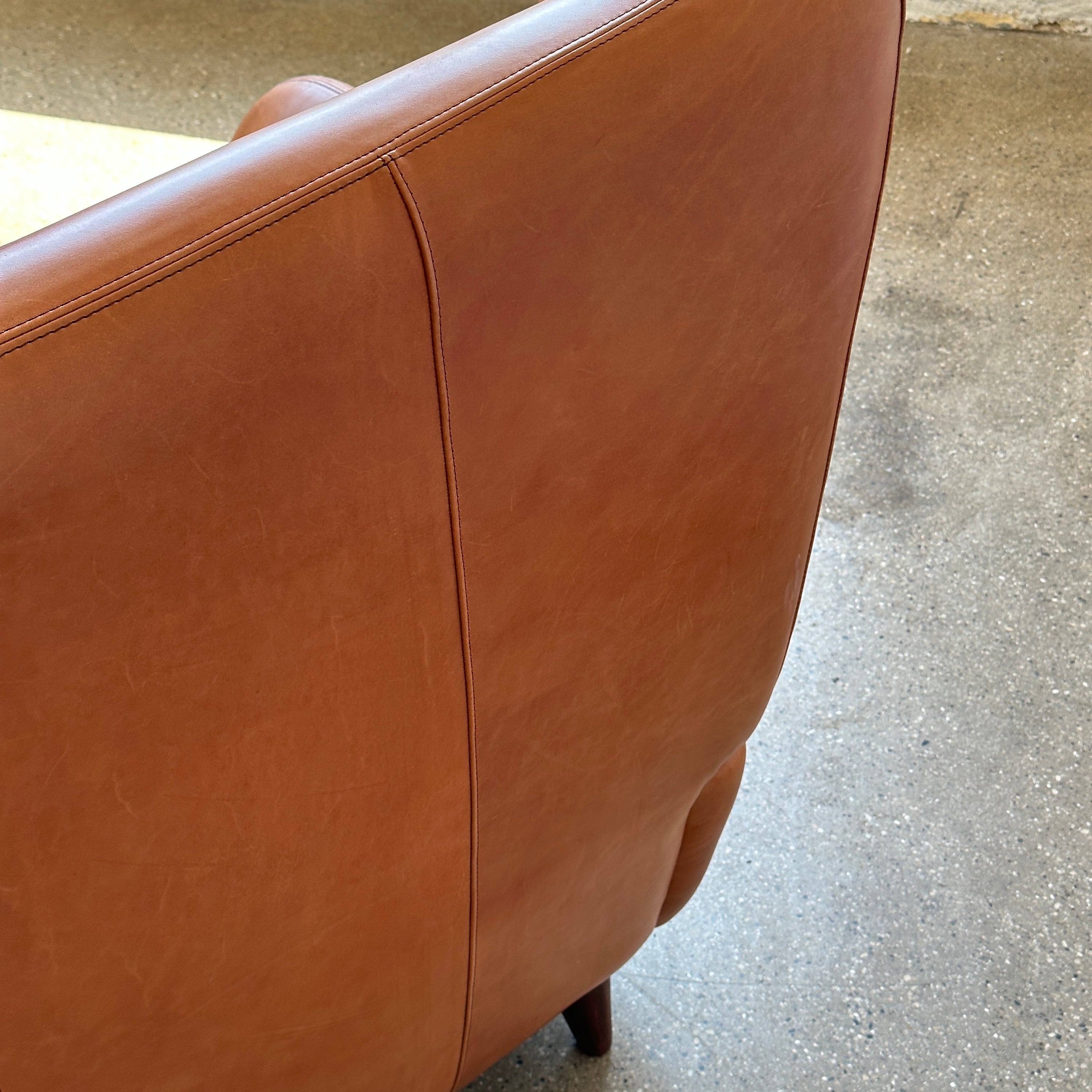 Fiftyish Wingback Leather Sofa by Vladimir Kagan for American Leather