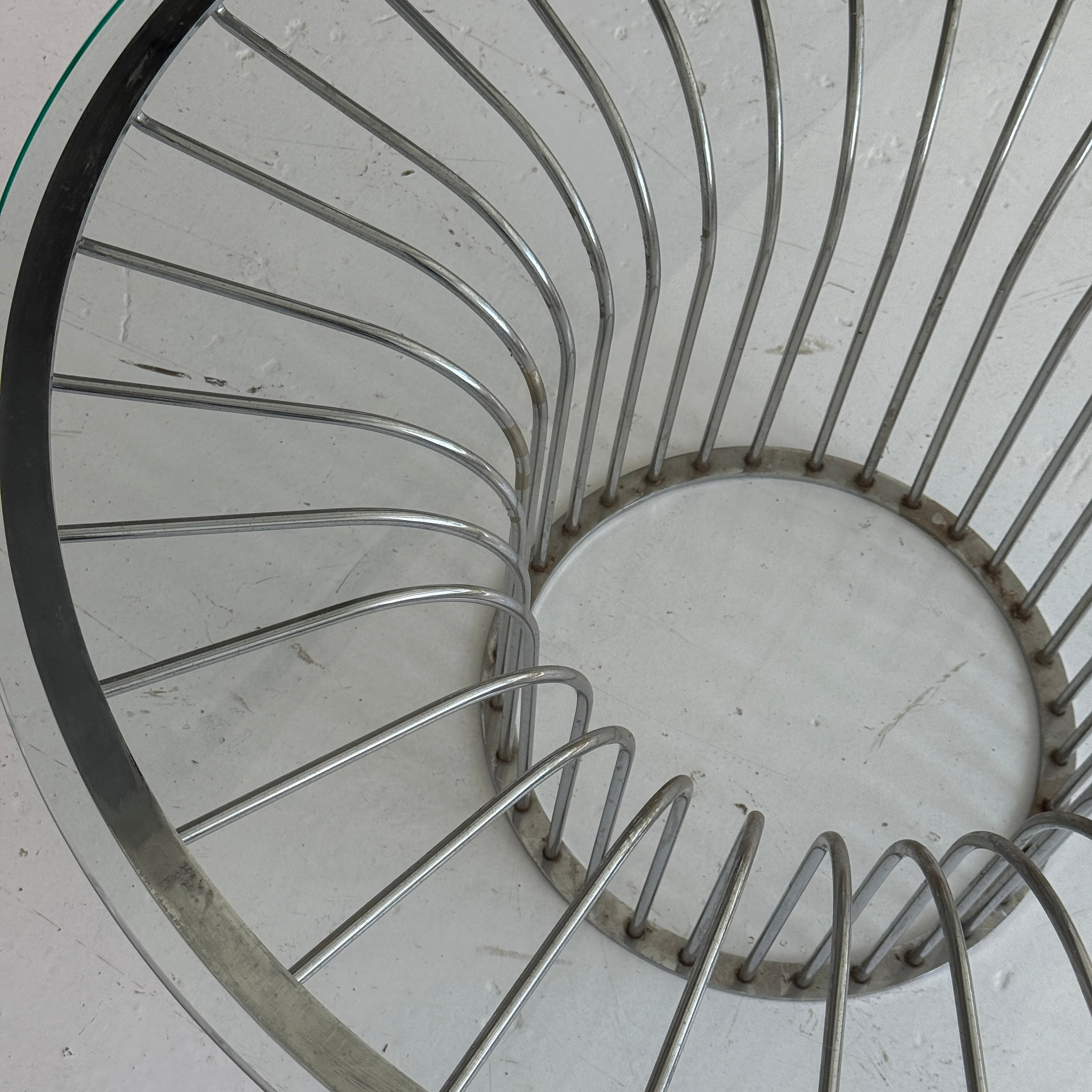 Chrome Glass Circular Postmodern Coffee Table