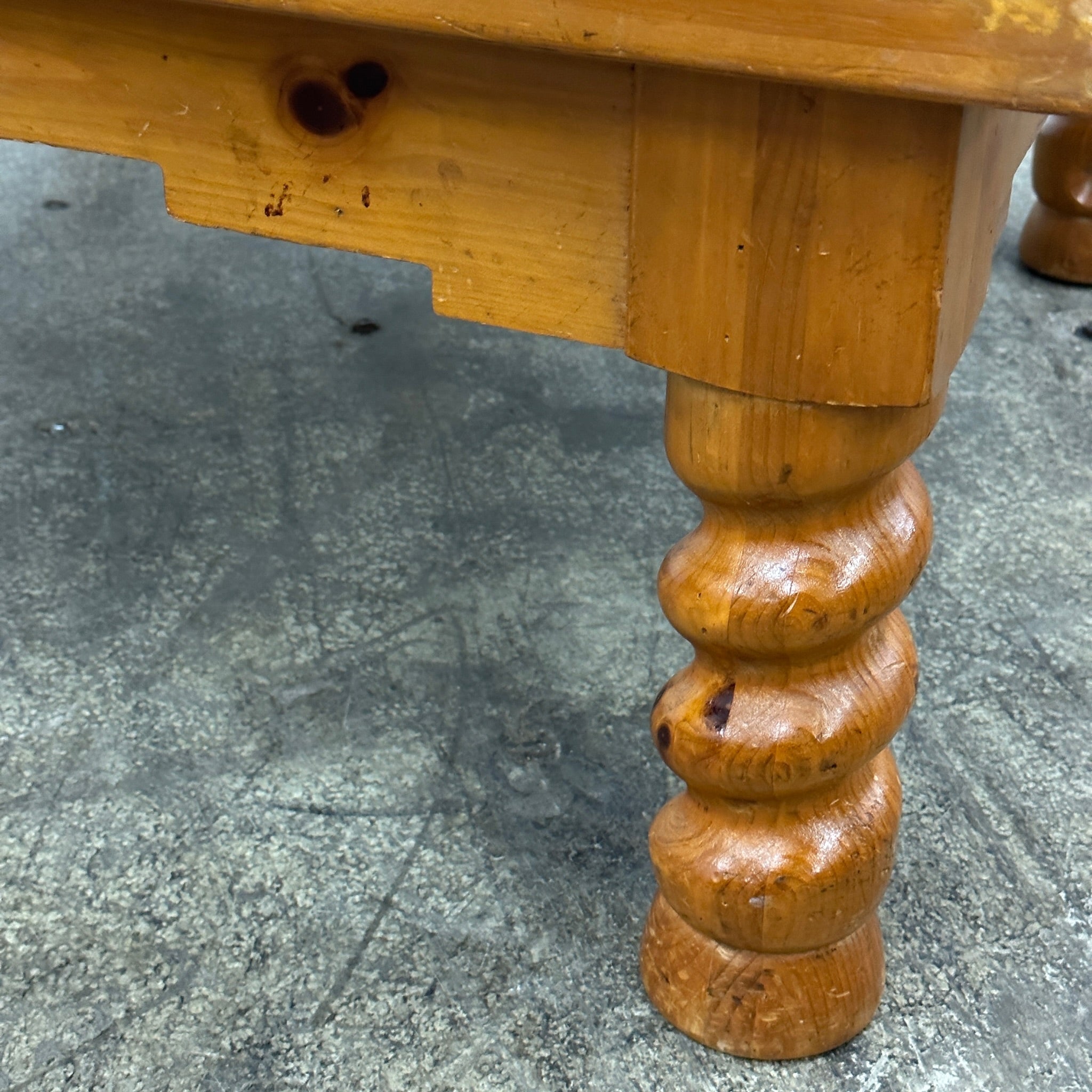 Spiral Leg Folk Art Pine Coffee Table by Lane