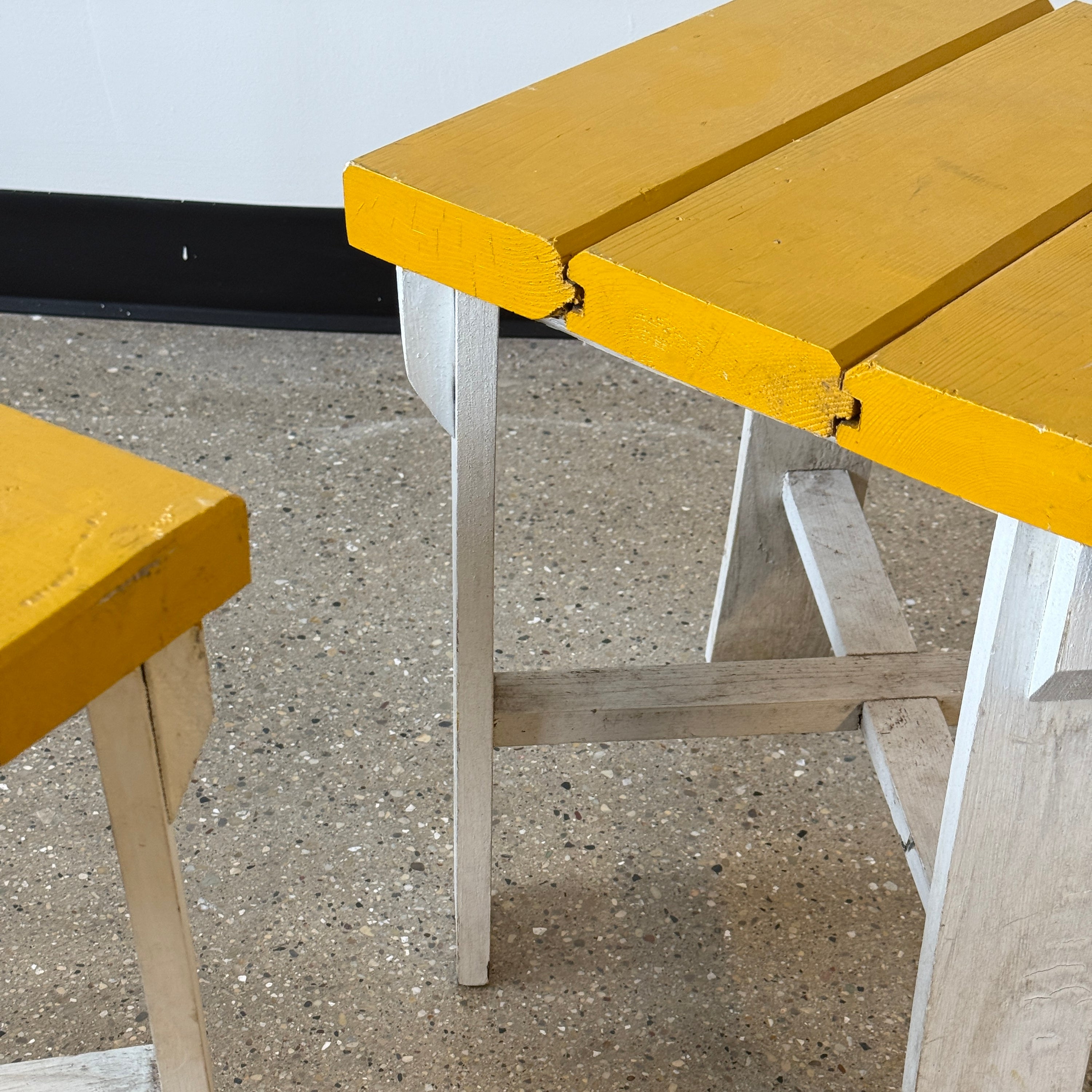 Primitive Painted Wooden Side Tables