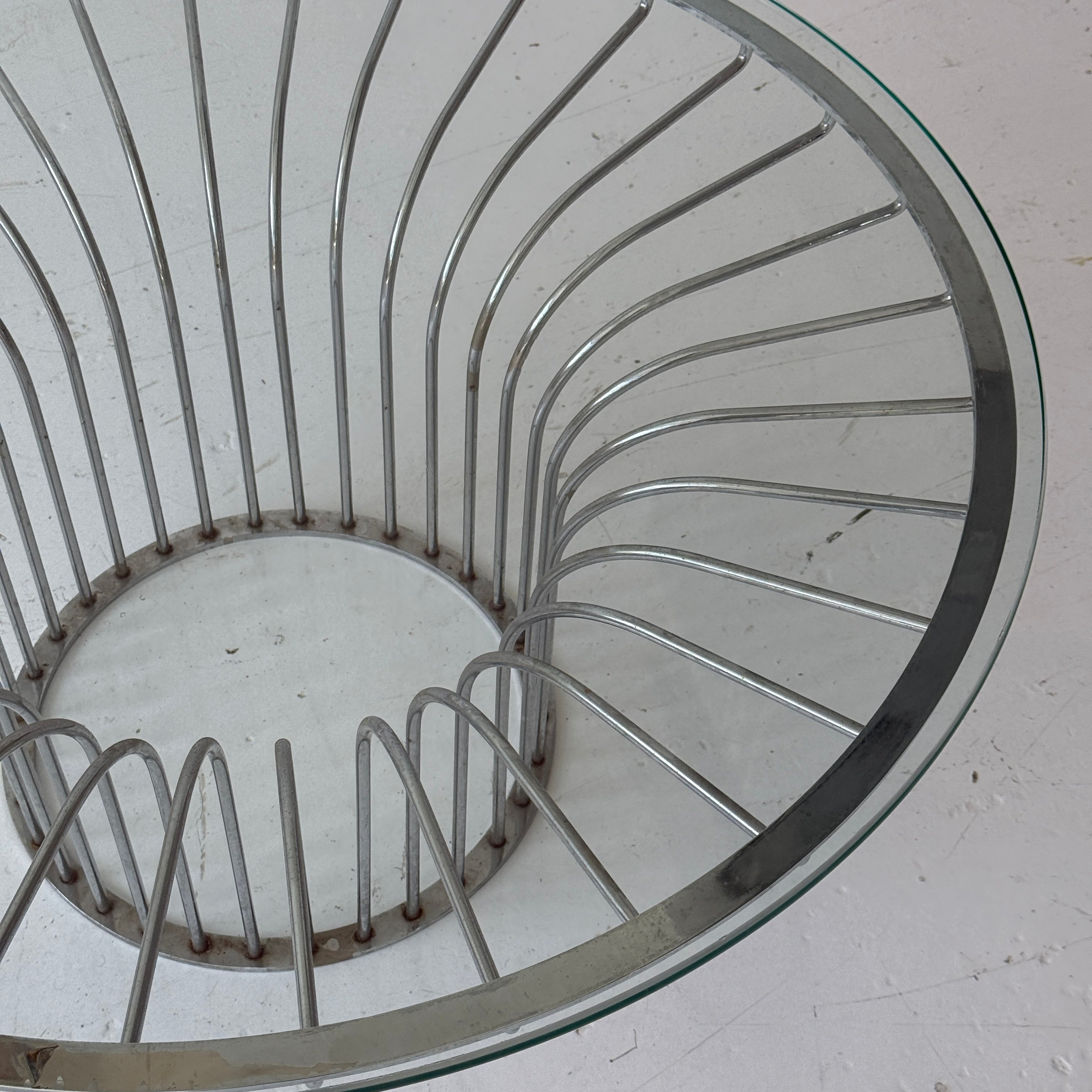 Chrome Glass Circular Postmodern Coffee Table