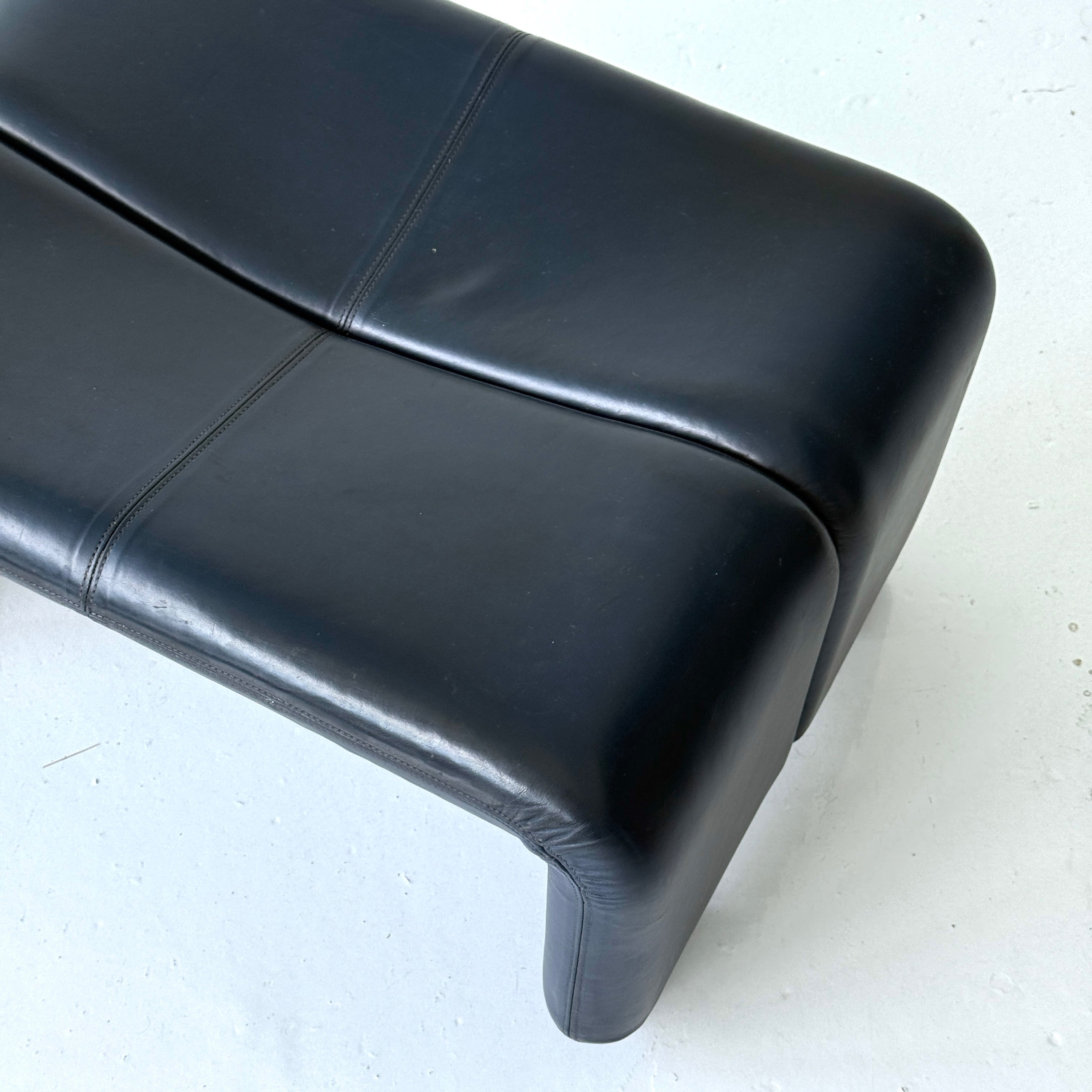 Coronado Navy Leather Ottoman by Afra + Tobia Scarpa for B&B Italia