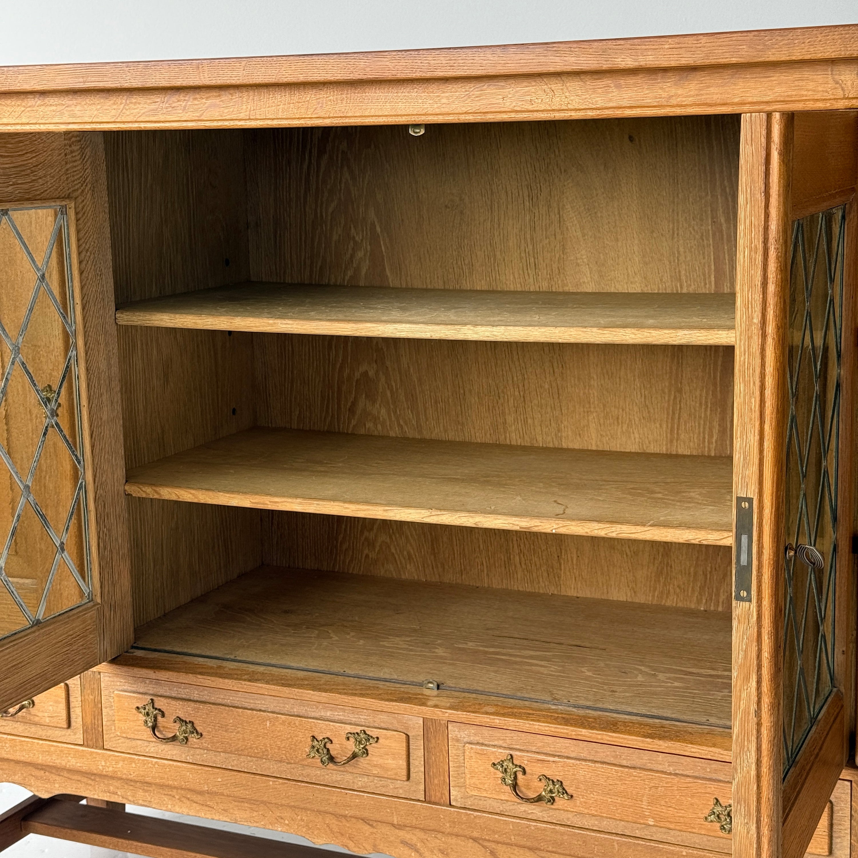 Danish Carved Oak Brutalist Wood Sideboard