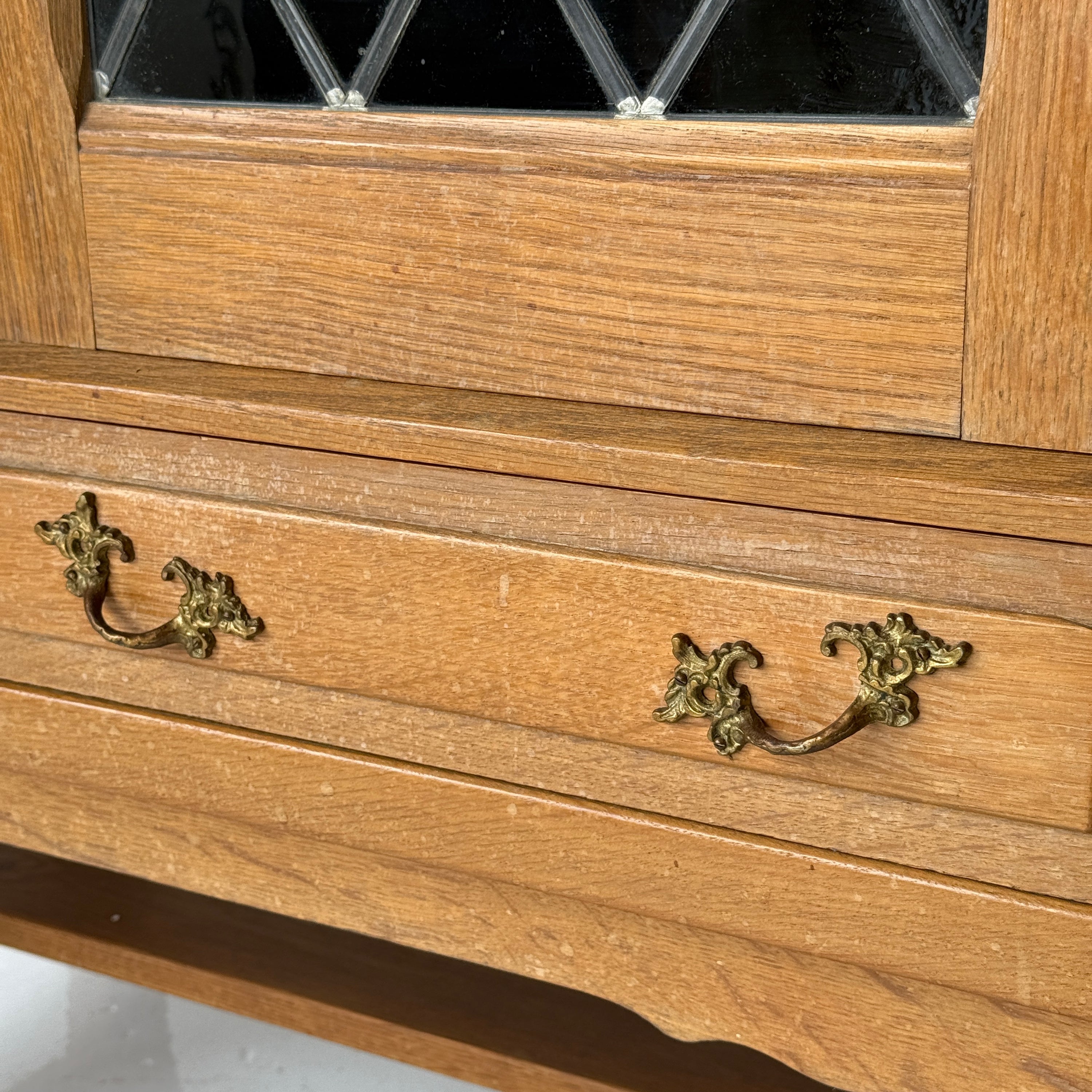 Danish Carved Oak Brutalist Wood Sideboard