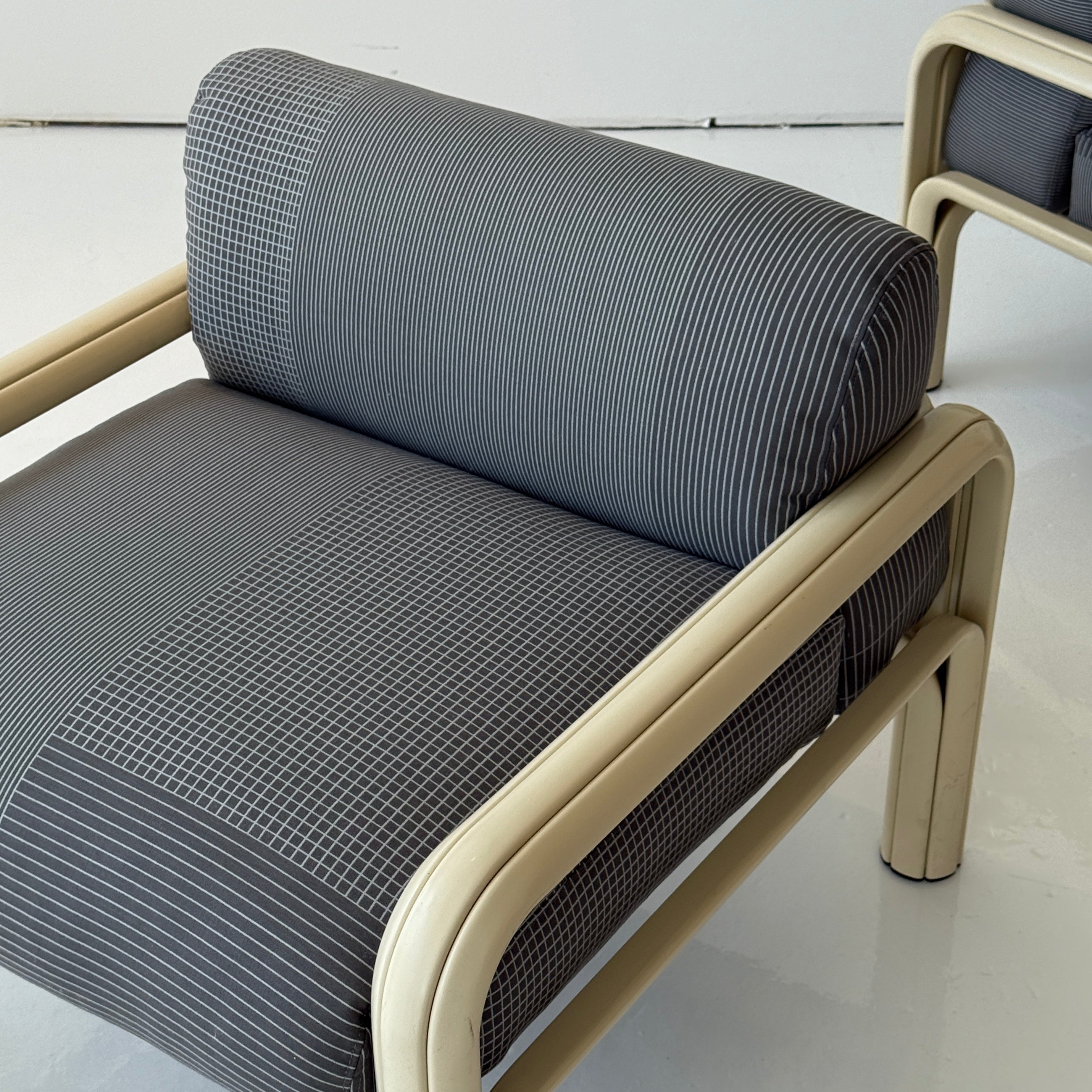 Orsay Lounge Chairs by Gae Aulenti for Knoll in Maharam Grid by Scholten & Baijings