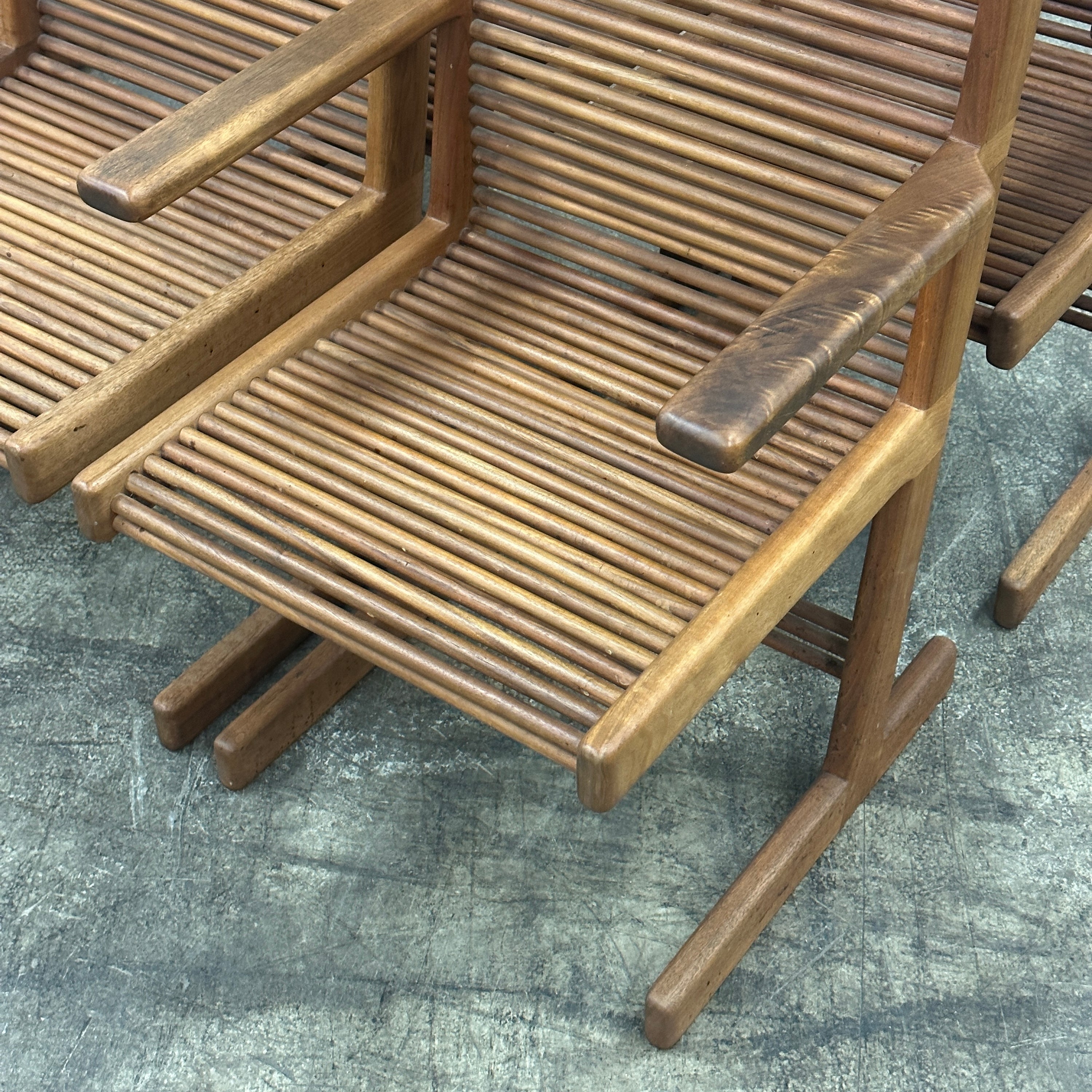Highback Spindle Dowel Oak Dining Chairs by Stephen Hynsom