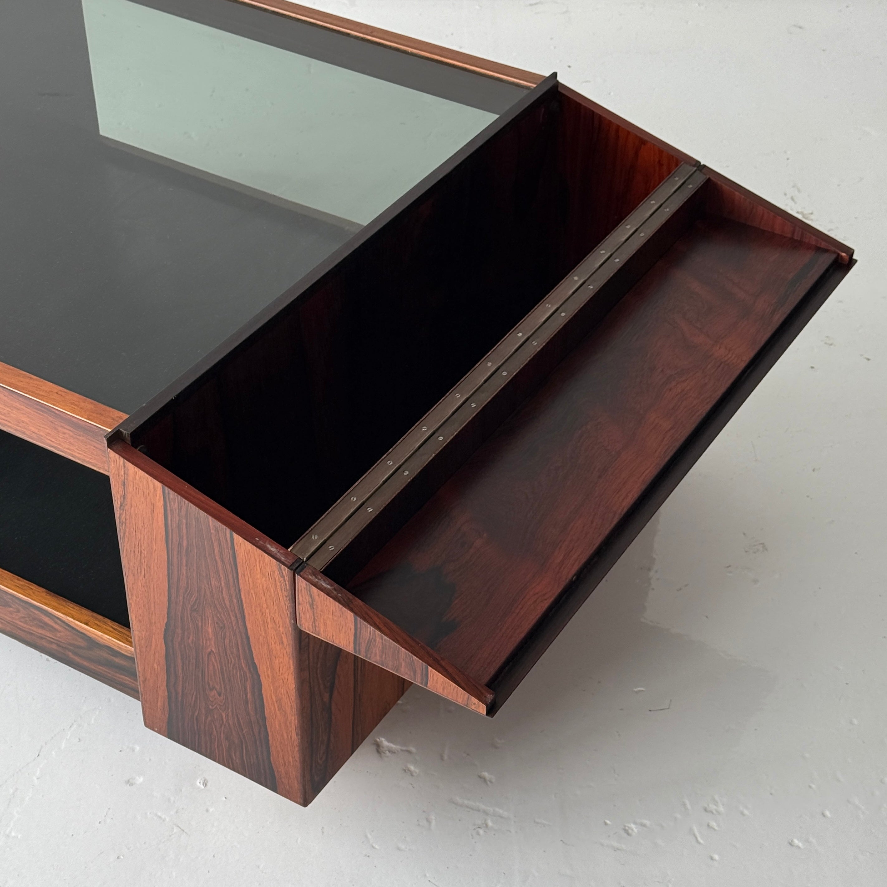 Brazilian Rosewood Glass Coffee Table