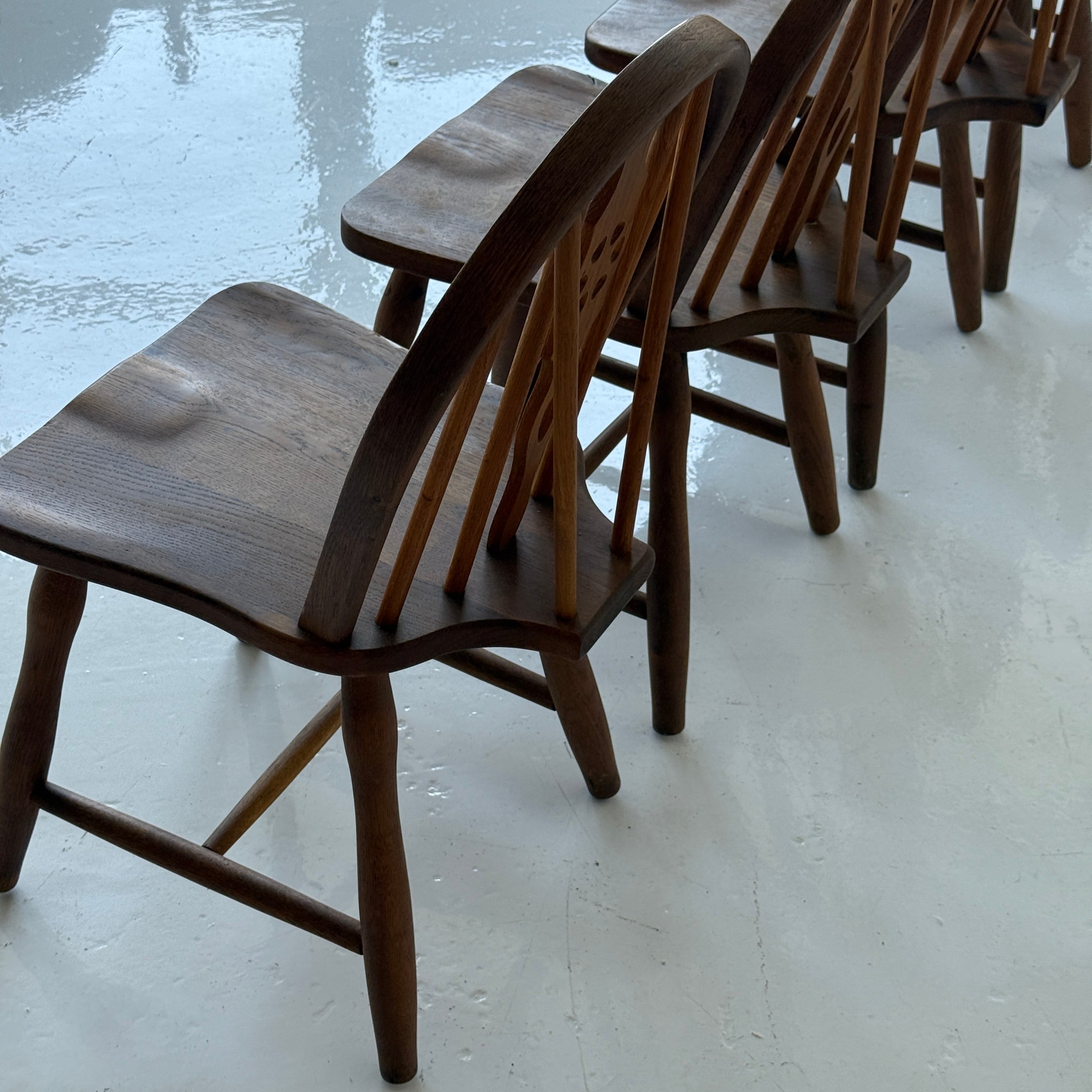 Scandinavian Oak Spindle Back Dining Chairs