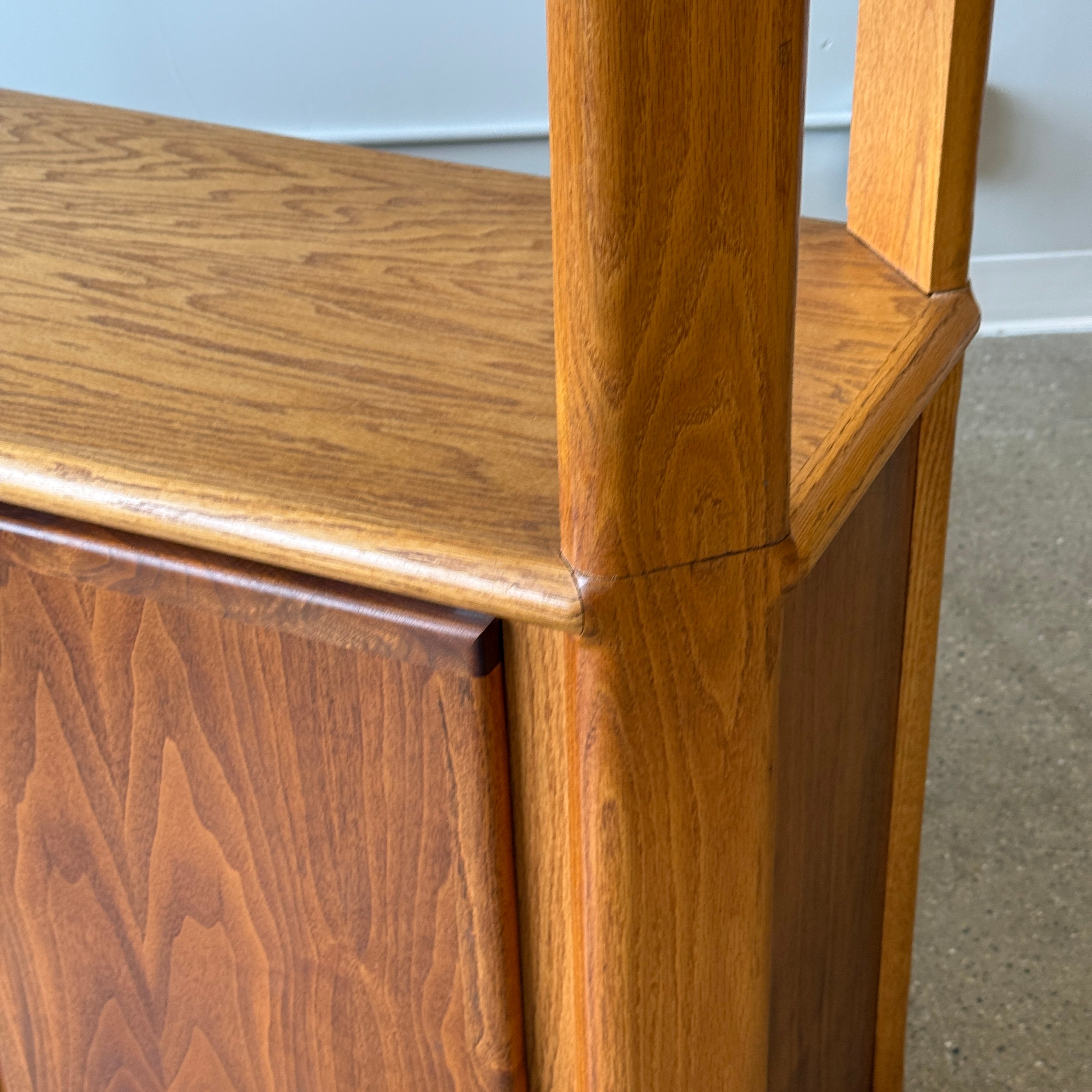 Oak Brutalist Hutch by Lou Hodges for Generation 80