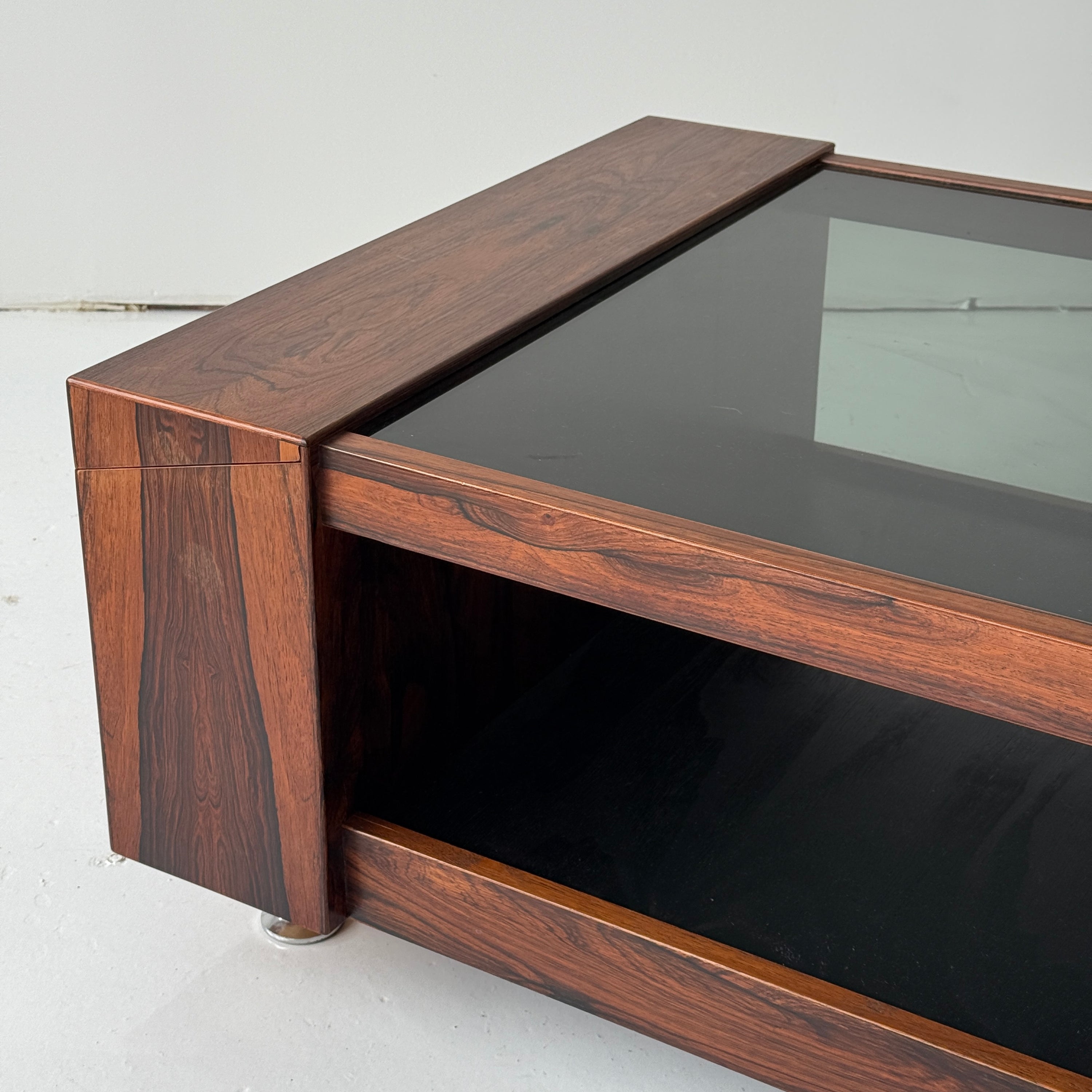Brazilian Rosewood Glass Coffee Table