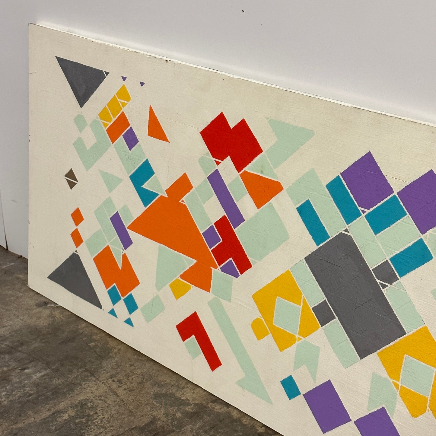 Geometric Acrylic on Plywood Art by Sarah Conley