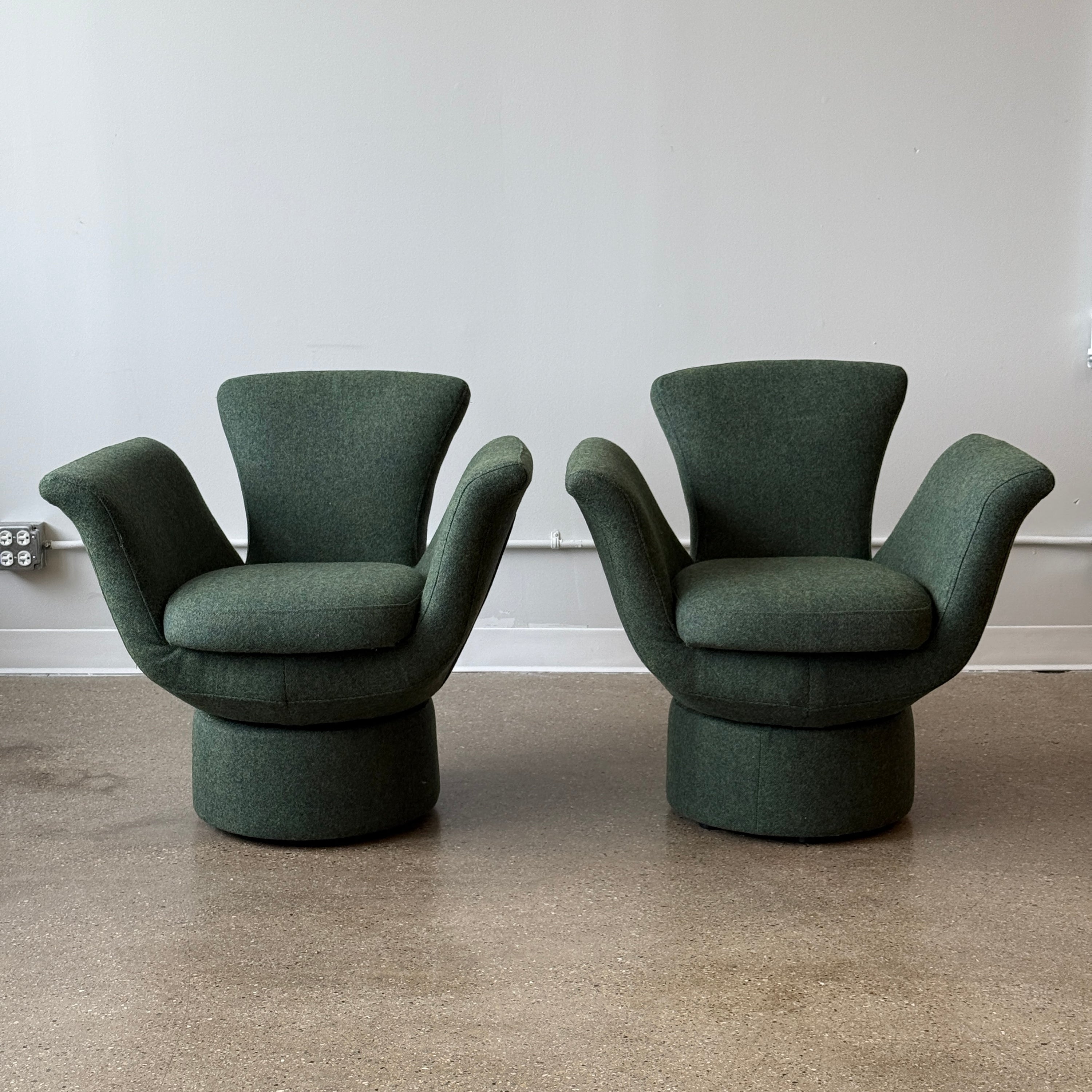 Postmodern Flower Chairs in Green Wool