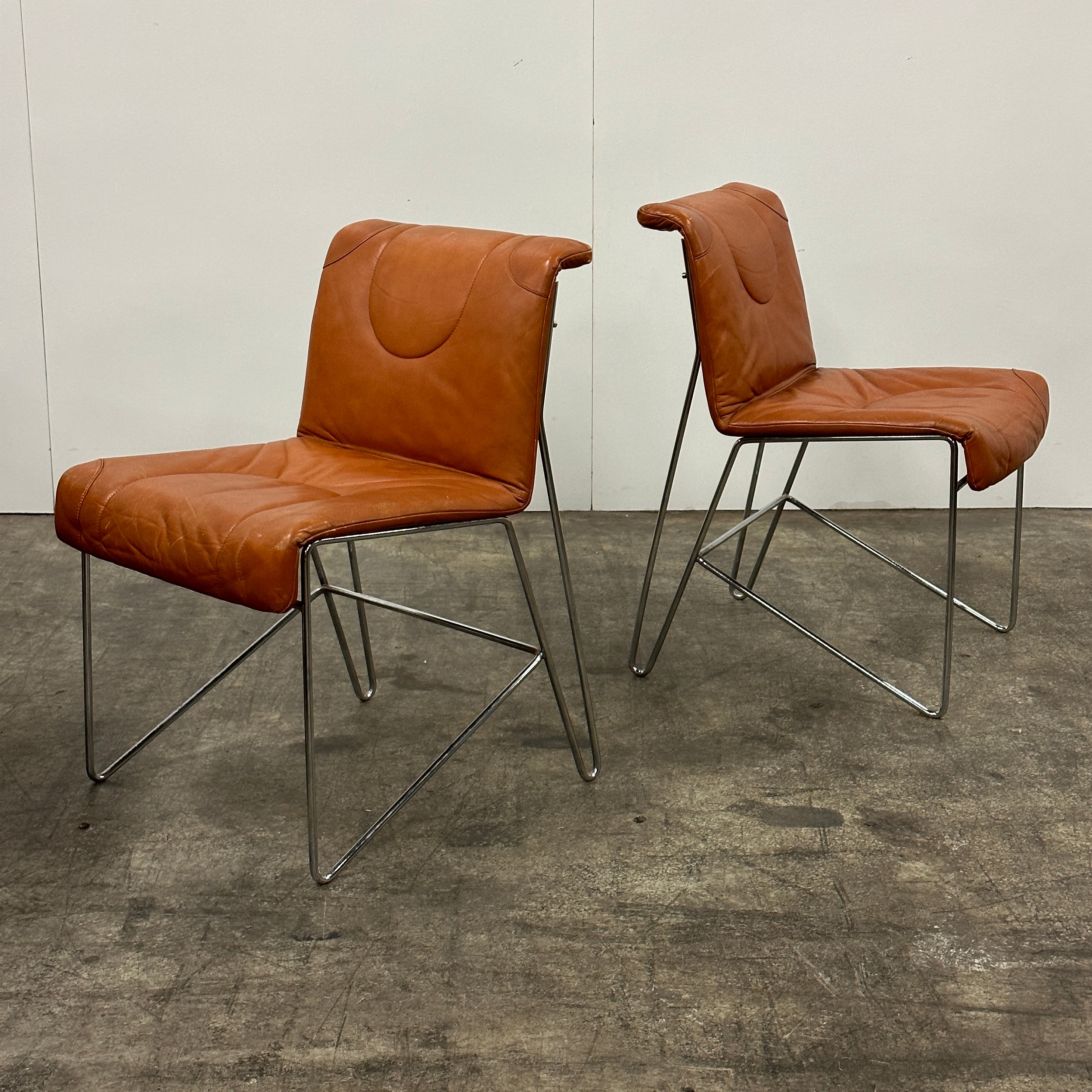 Leather Side Chairs by Guido Faleschini for Pace Collection