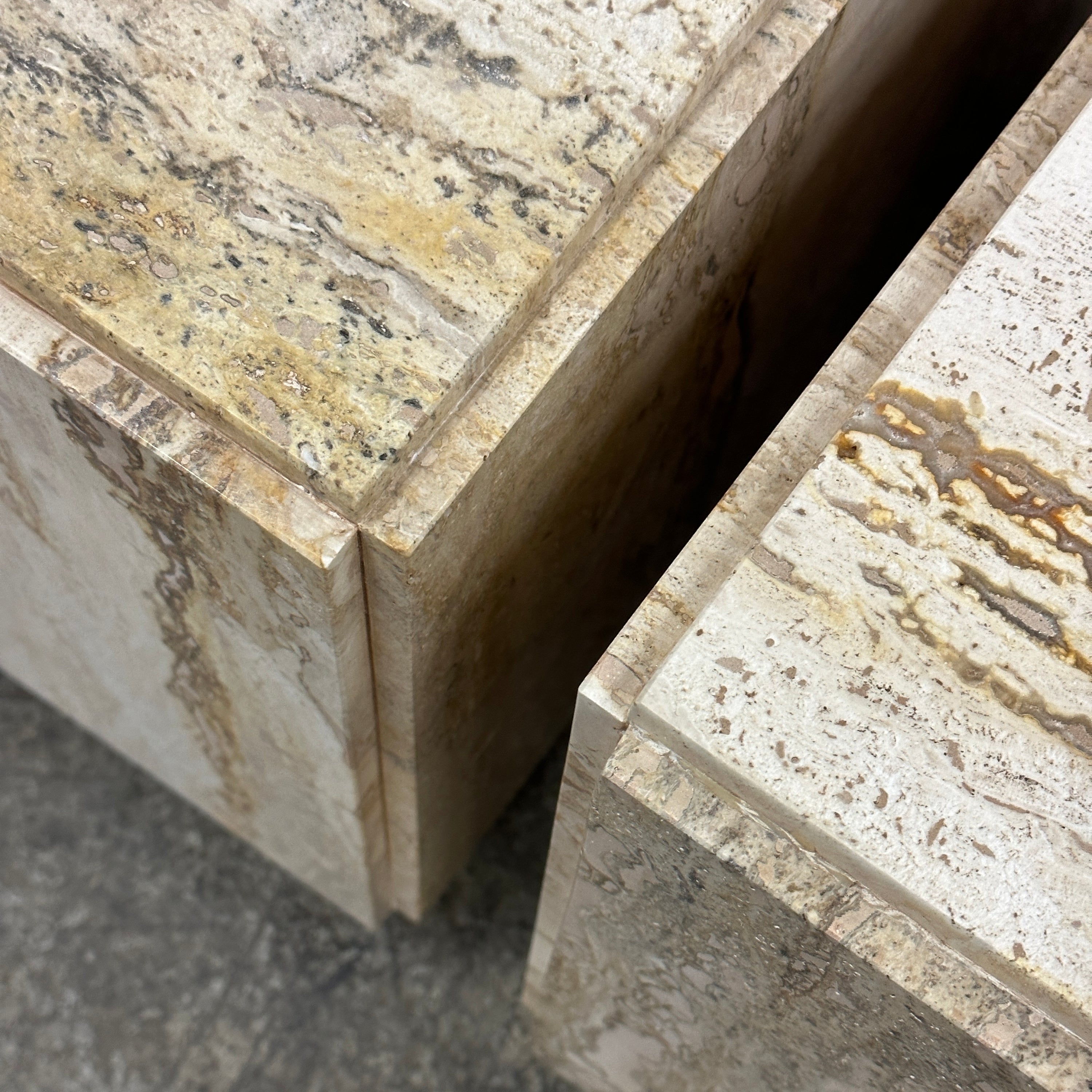 Italian Travertine Cube Tables