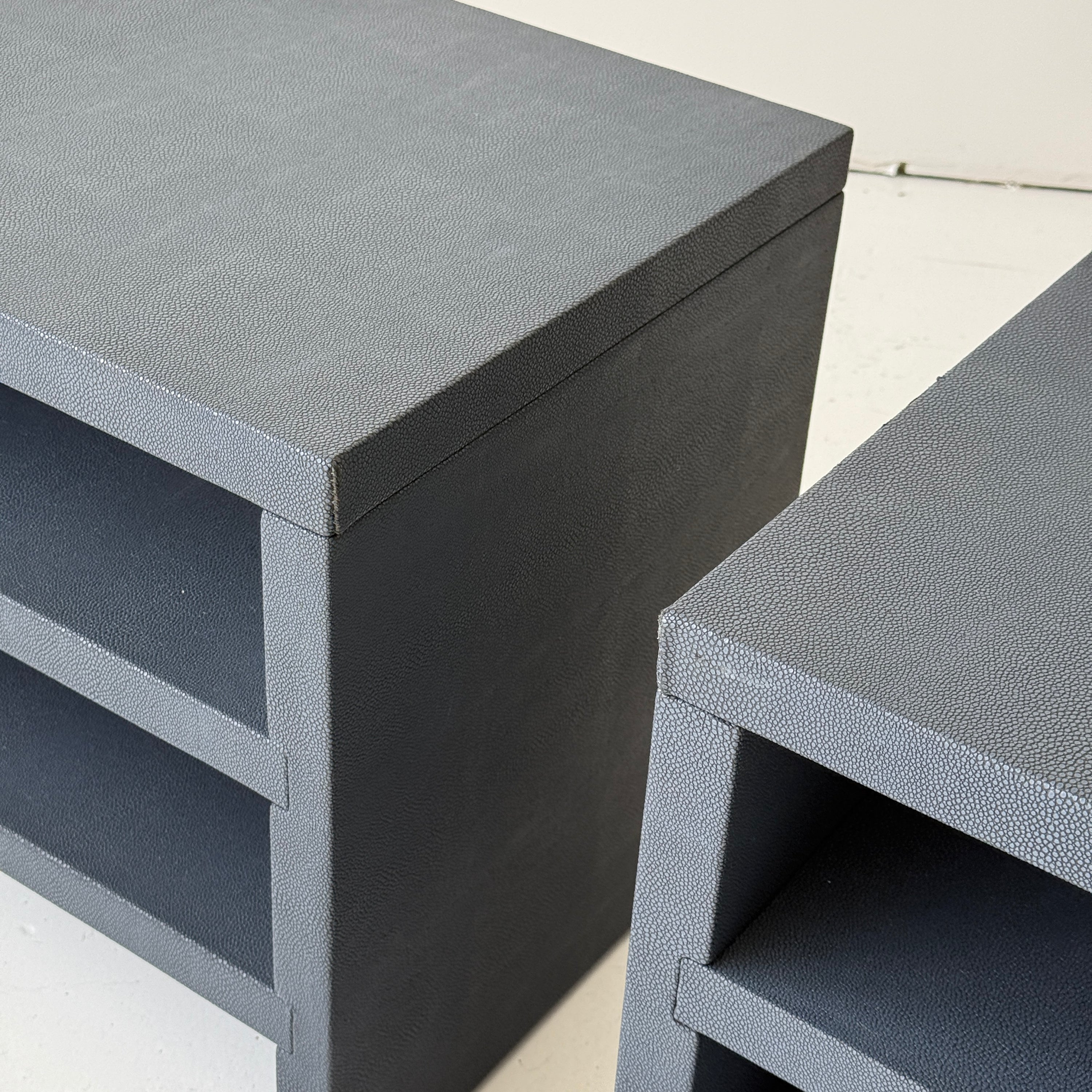 Studio Made Faux Lizard Wrapped Side Tables /Nightstands