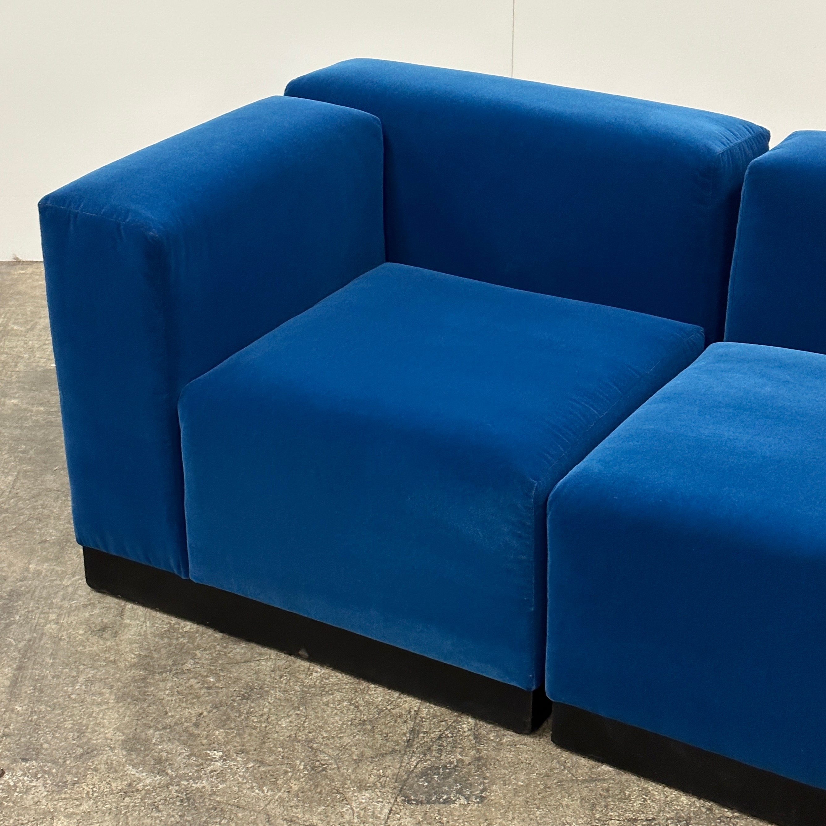 Modular Loveseat by Marden in Blue Mohair