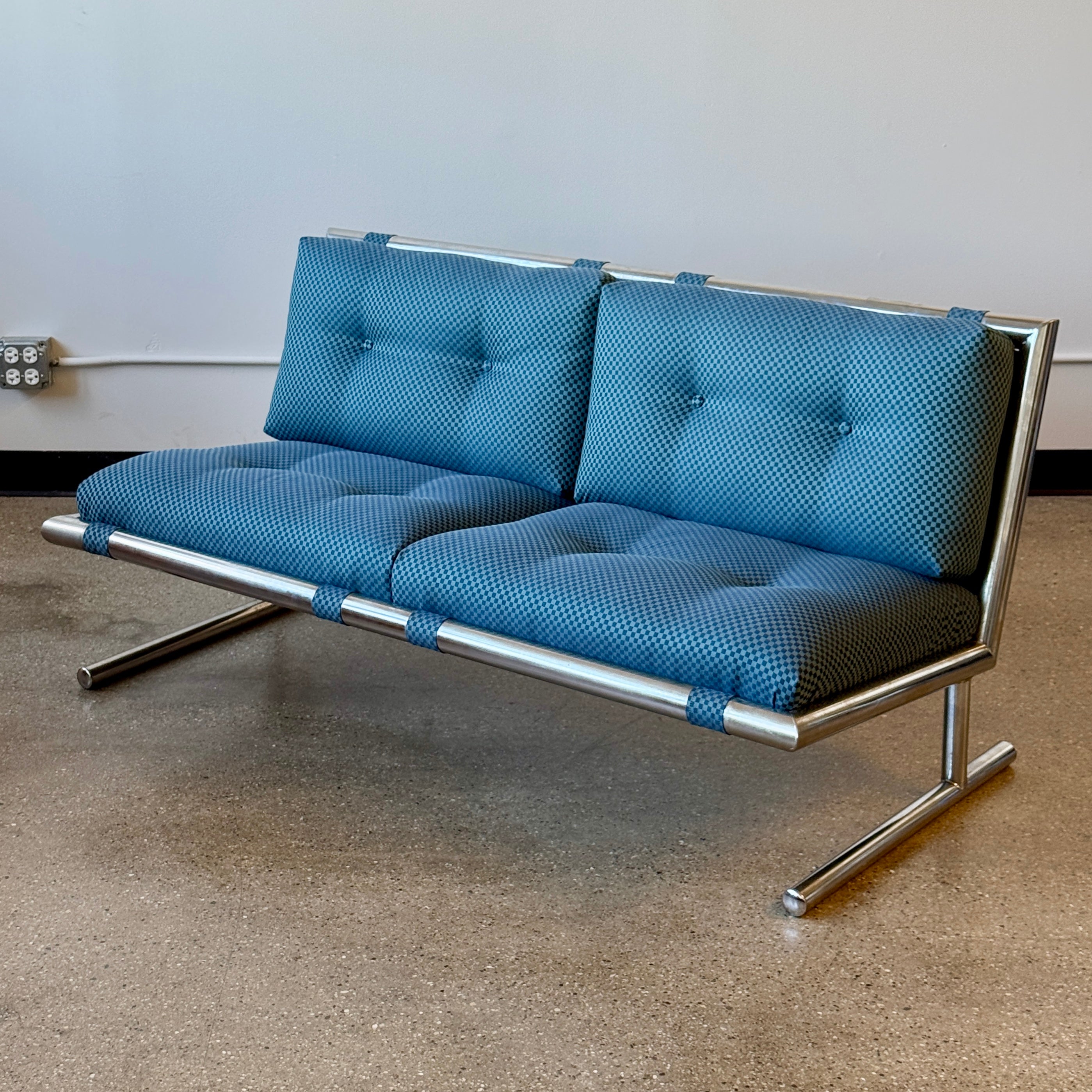 Chrome Sled Settee by Arthur Umanoff for Directional