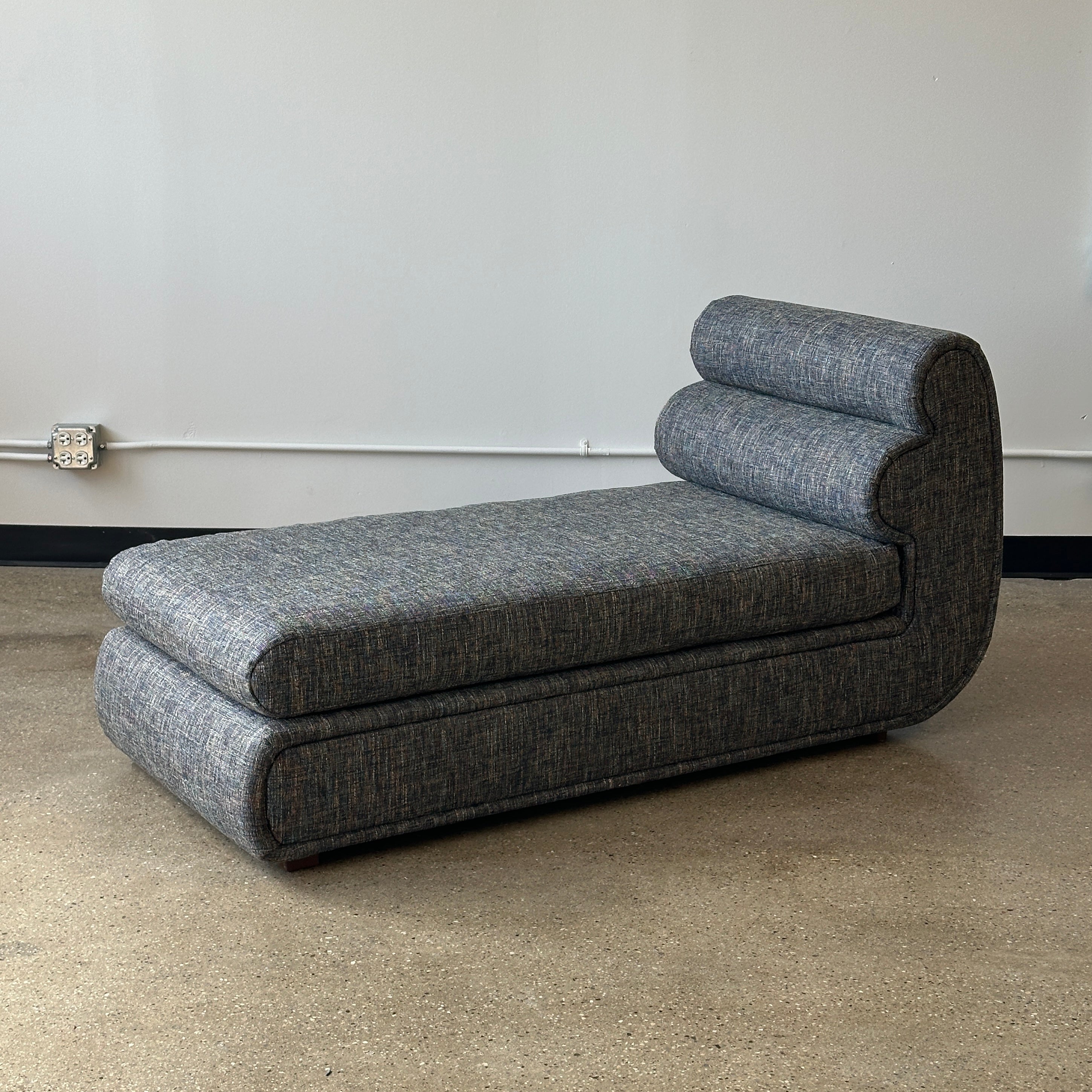 Postmodern Bullnose Chaise by Carson’s of High Point in Pierre Frey Wool