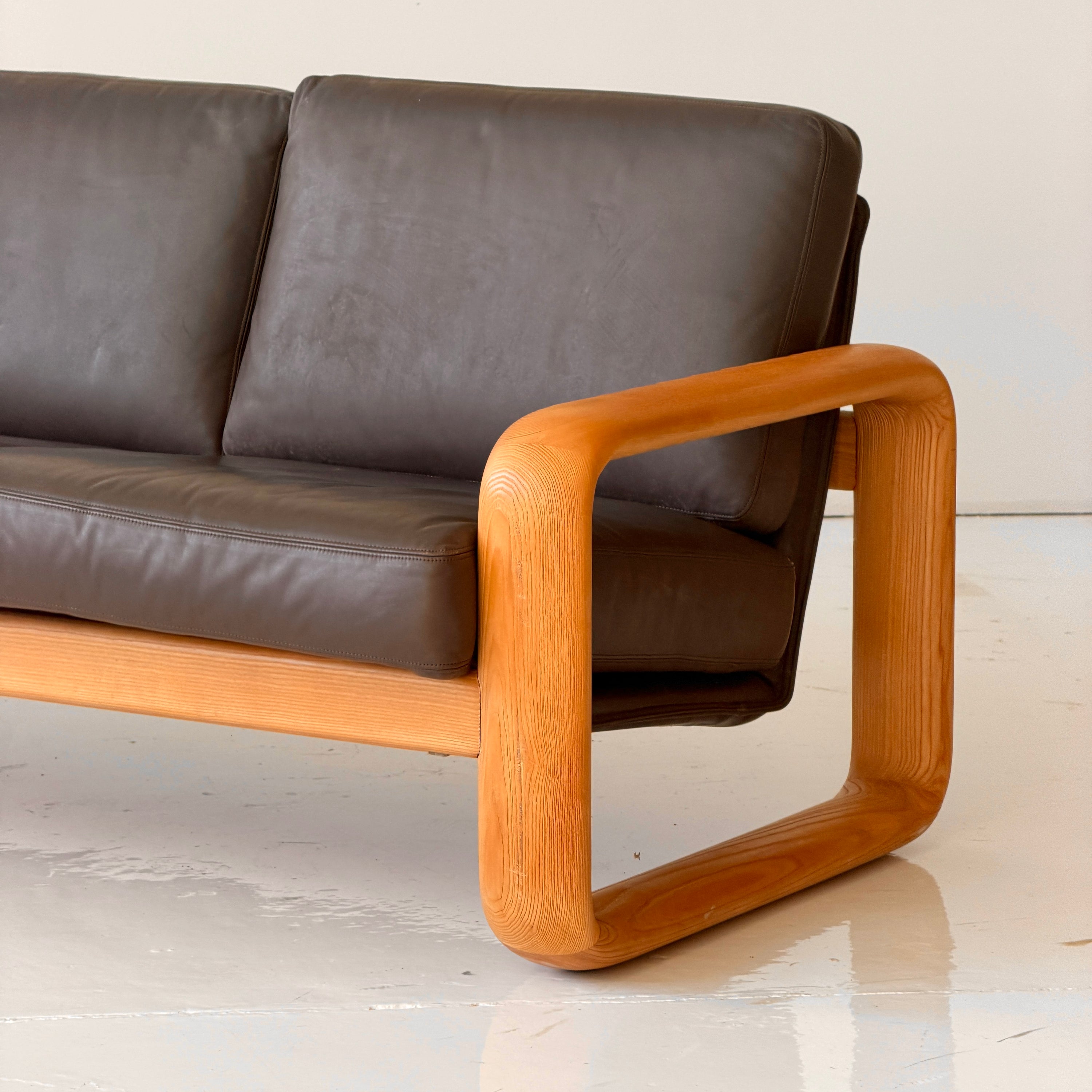 Leather + Oak Hombre Sofa by Burkhard Vogetherr for Rosenthal