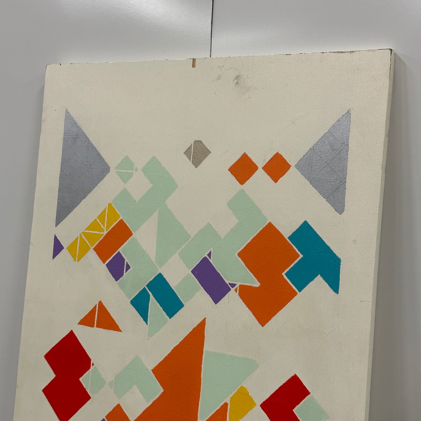 Geometric Acrylic on Plywood Art by Sarah Conley