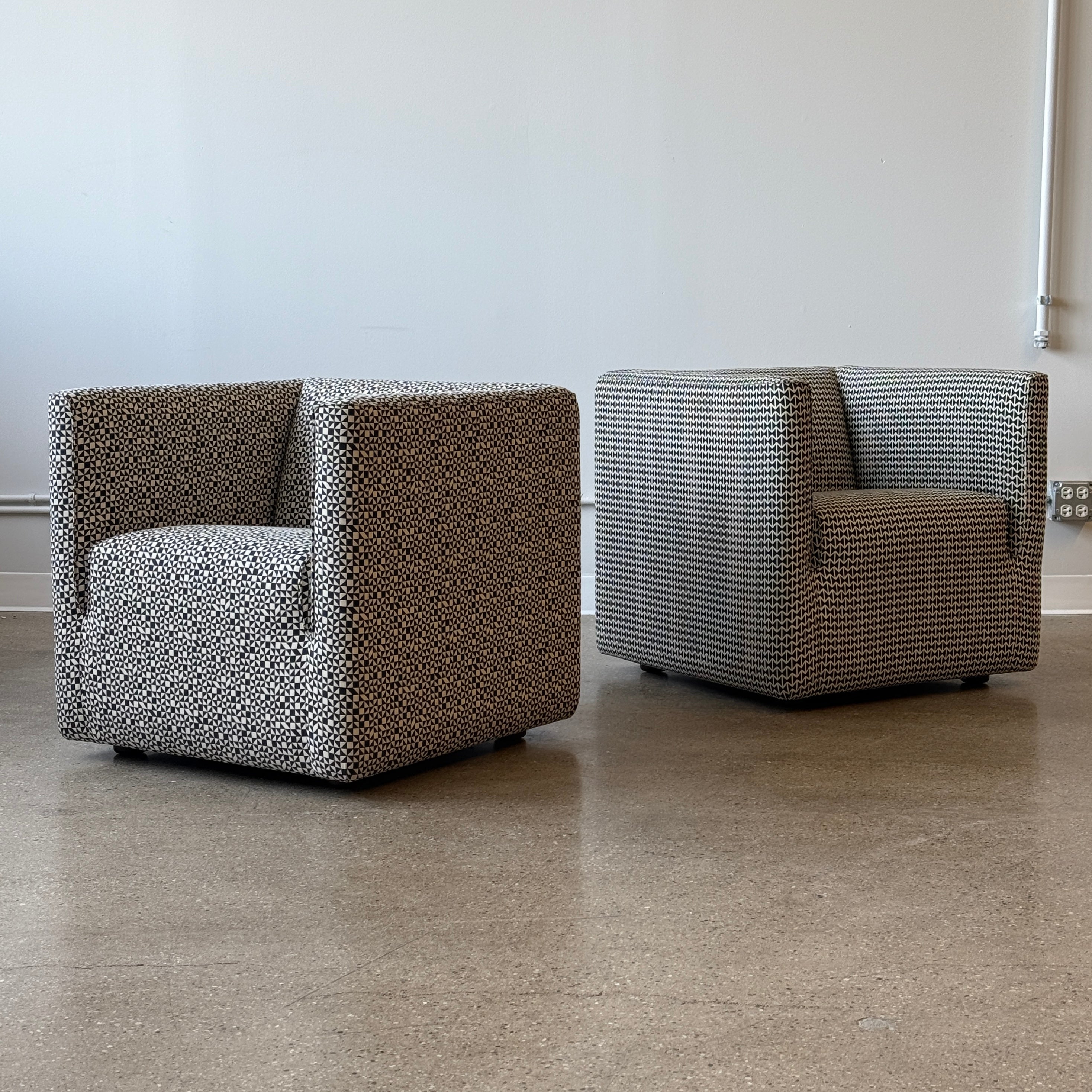 Mismatched Lounge Chairs by Jules Heumann for Metropolitan in Alexander  Girard Fabrics