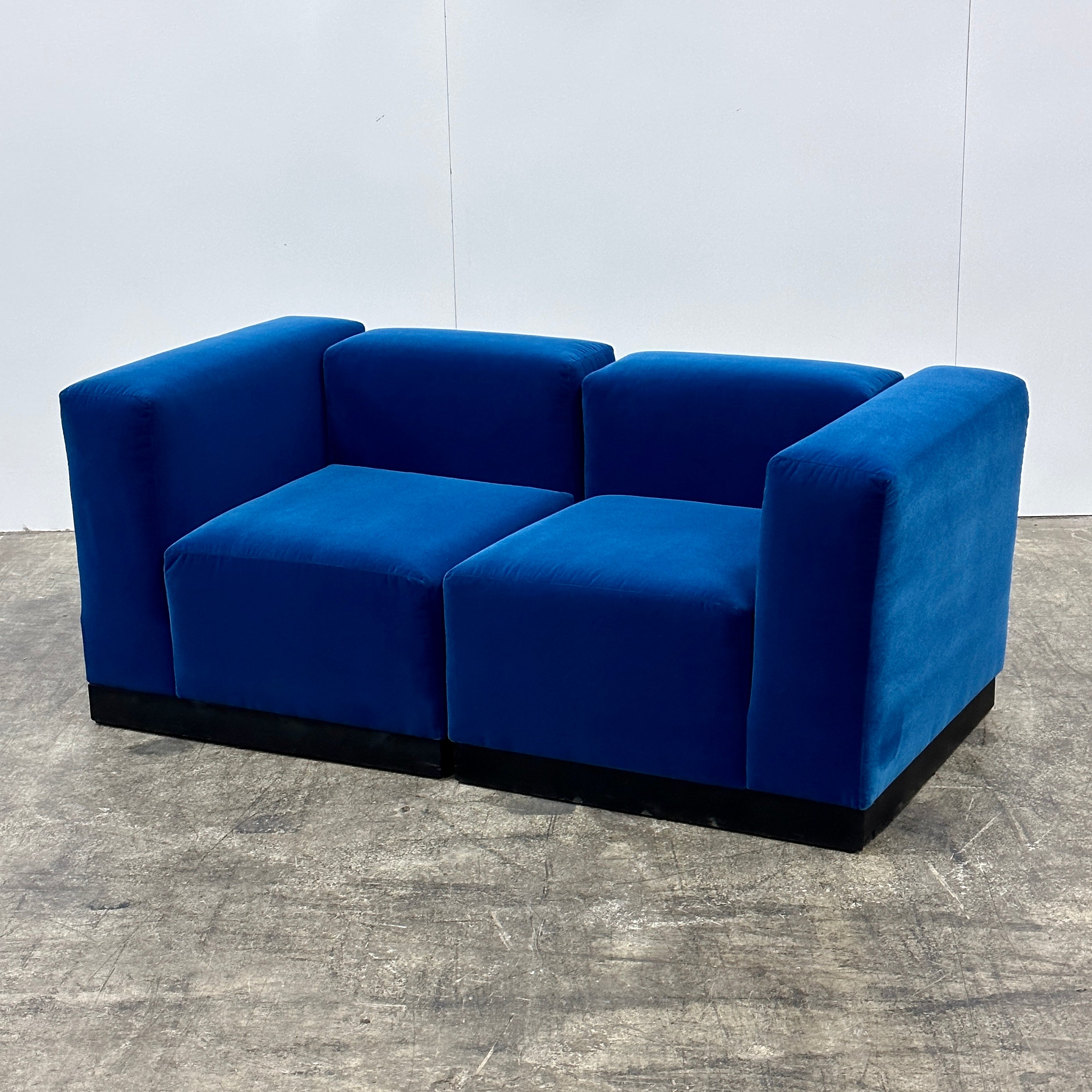 Modular Loveseat by Marden in Blue Mohair