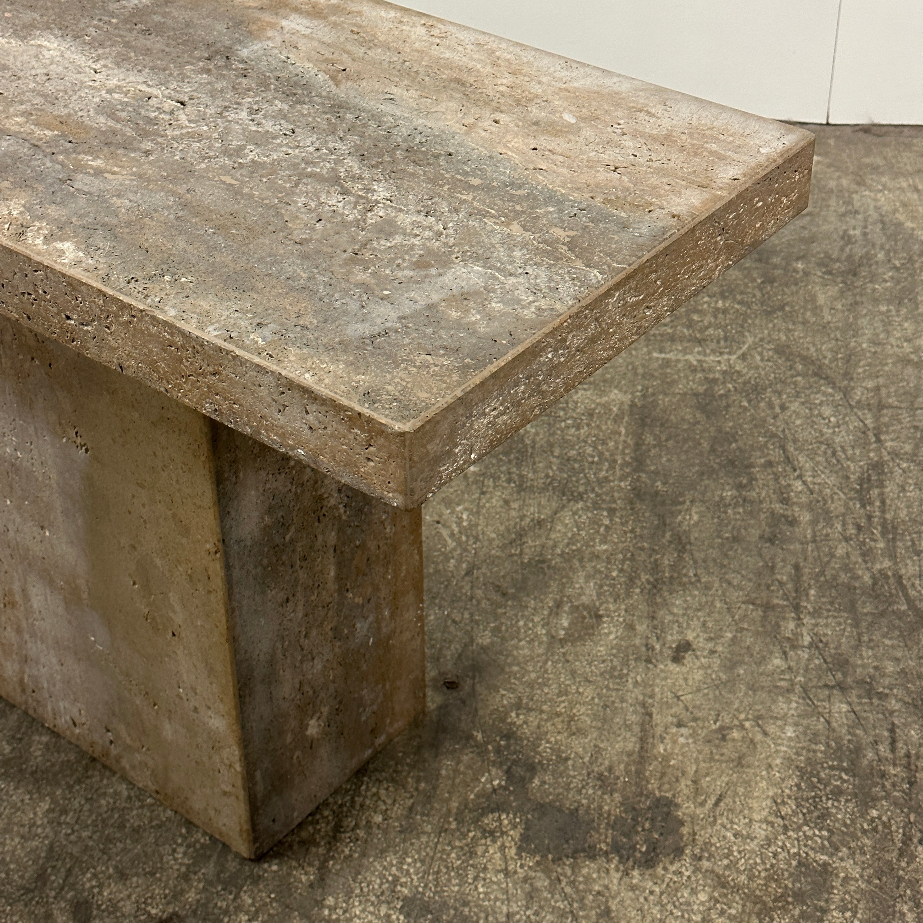 Walnut Travertine Console Table by Stone International