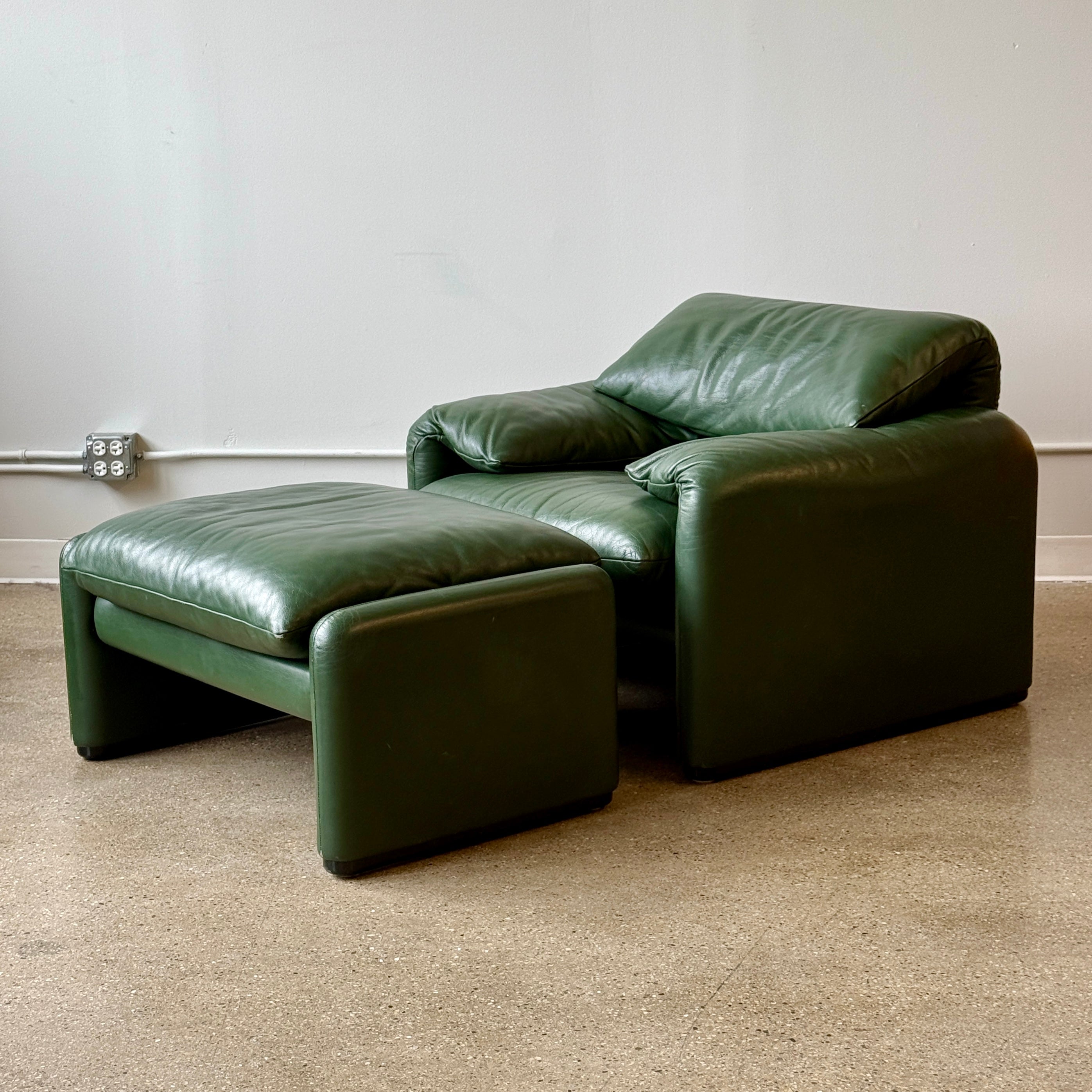 Maralunga Chair + Ottoman by Vico Magistretti for Cassina