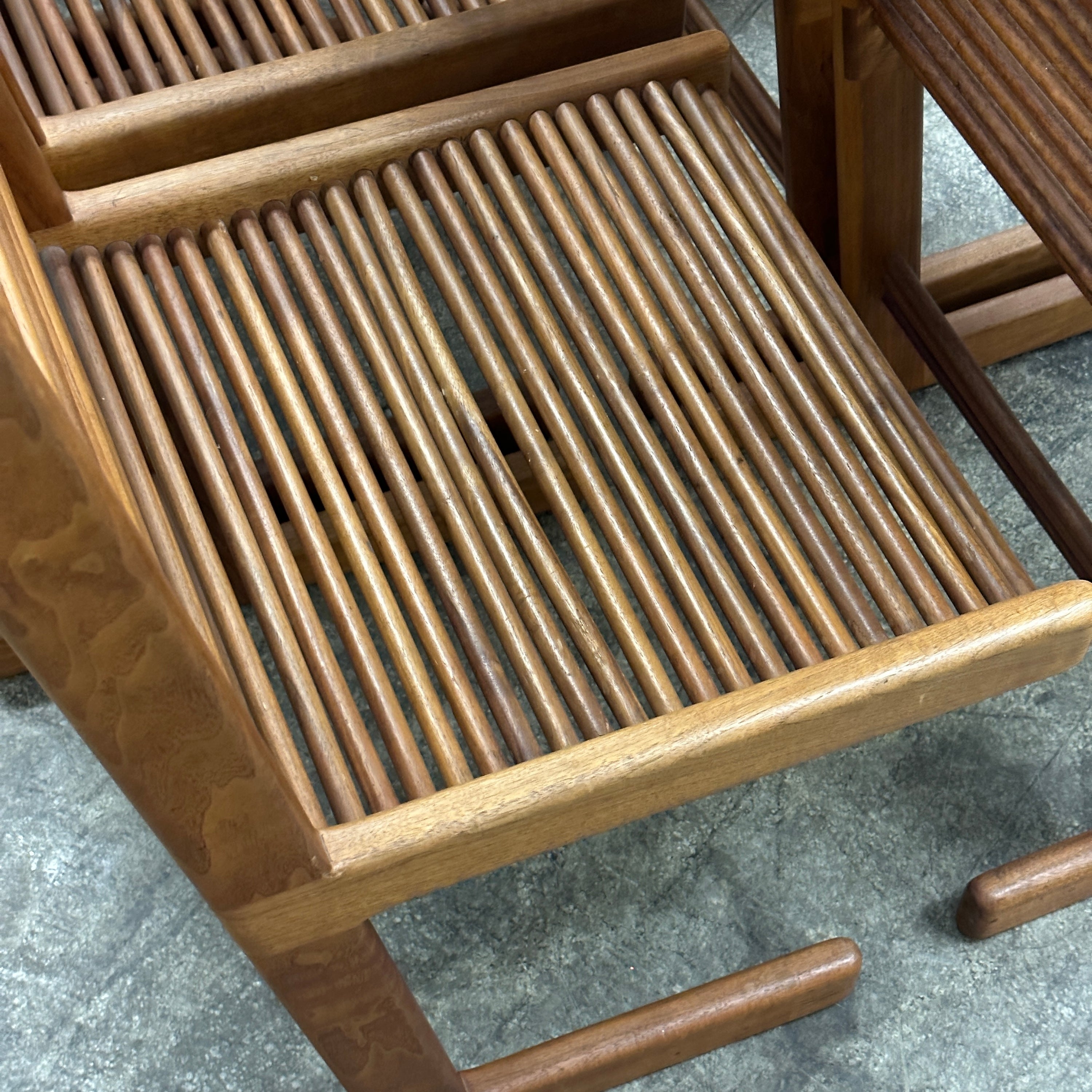 Highback Spindle Dowel Oak Dining Chairs by Stephen Hynsom
