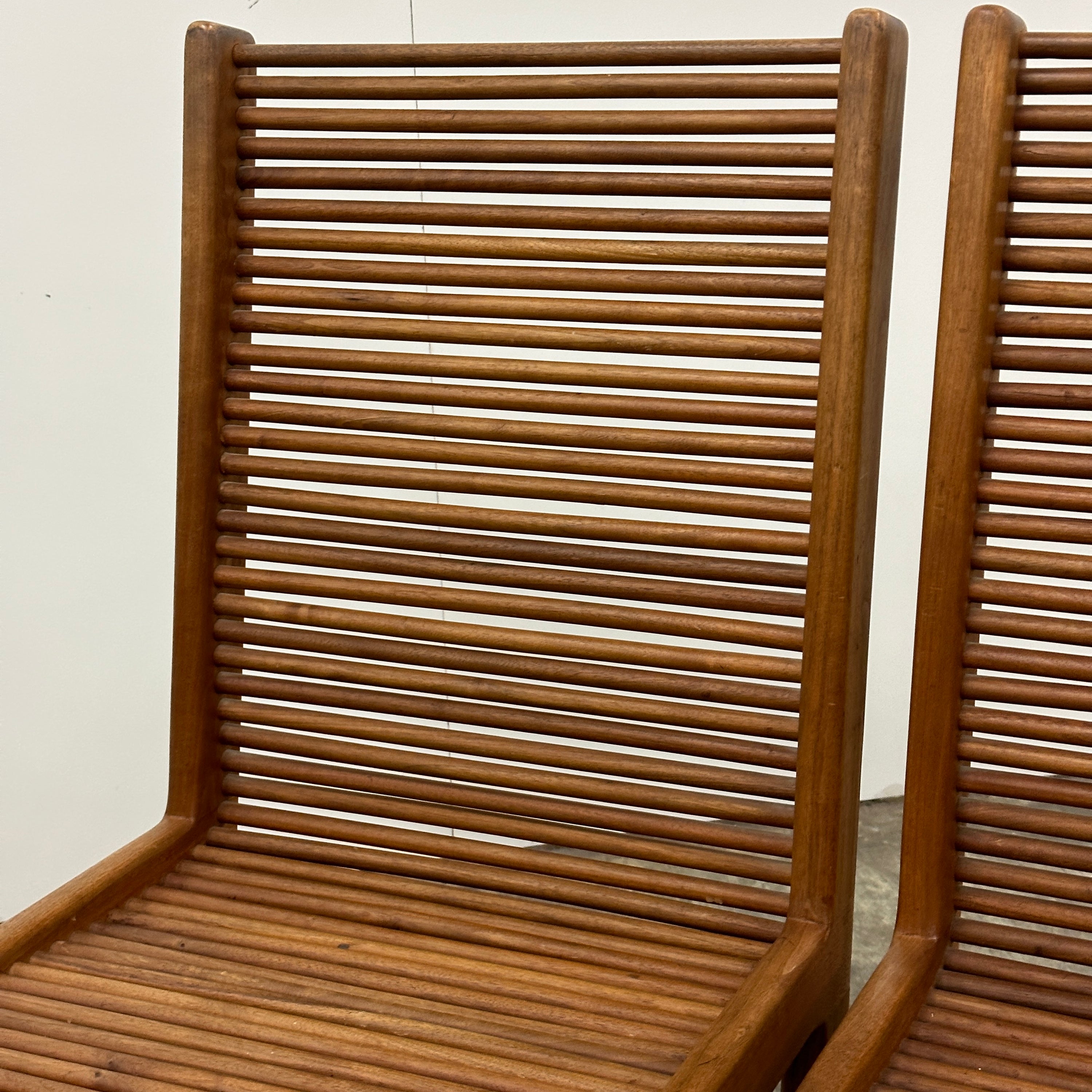 Highback Spindle Dowel Oak Dining Chairs by Stephen Hynsom