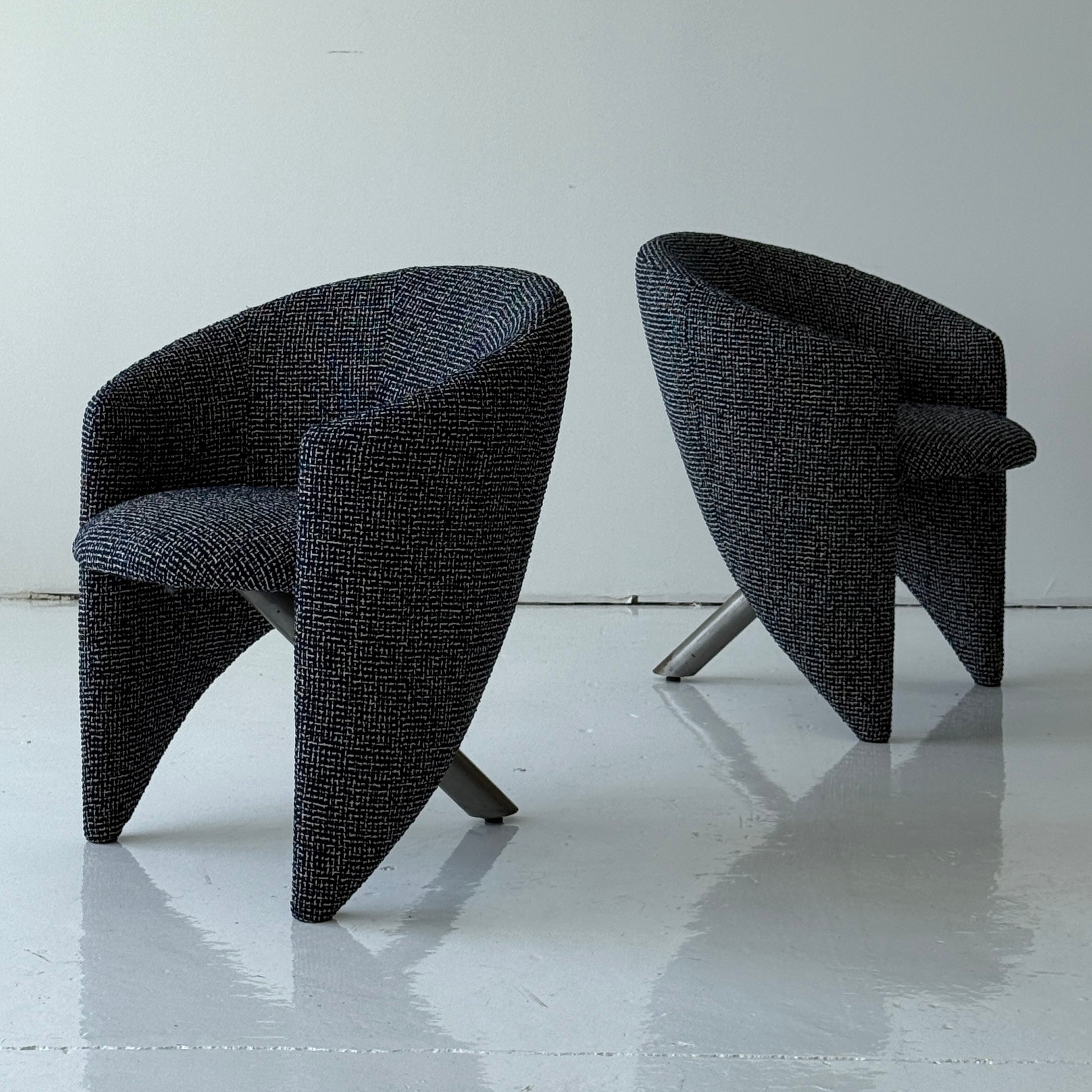 Sculptural Postmodern Upholstered Lounge Chairs