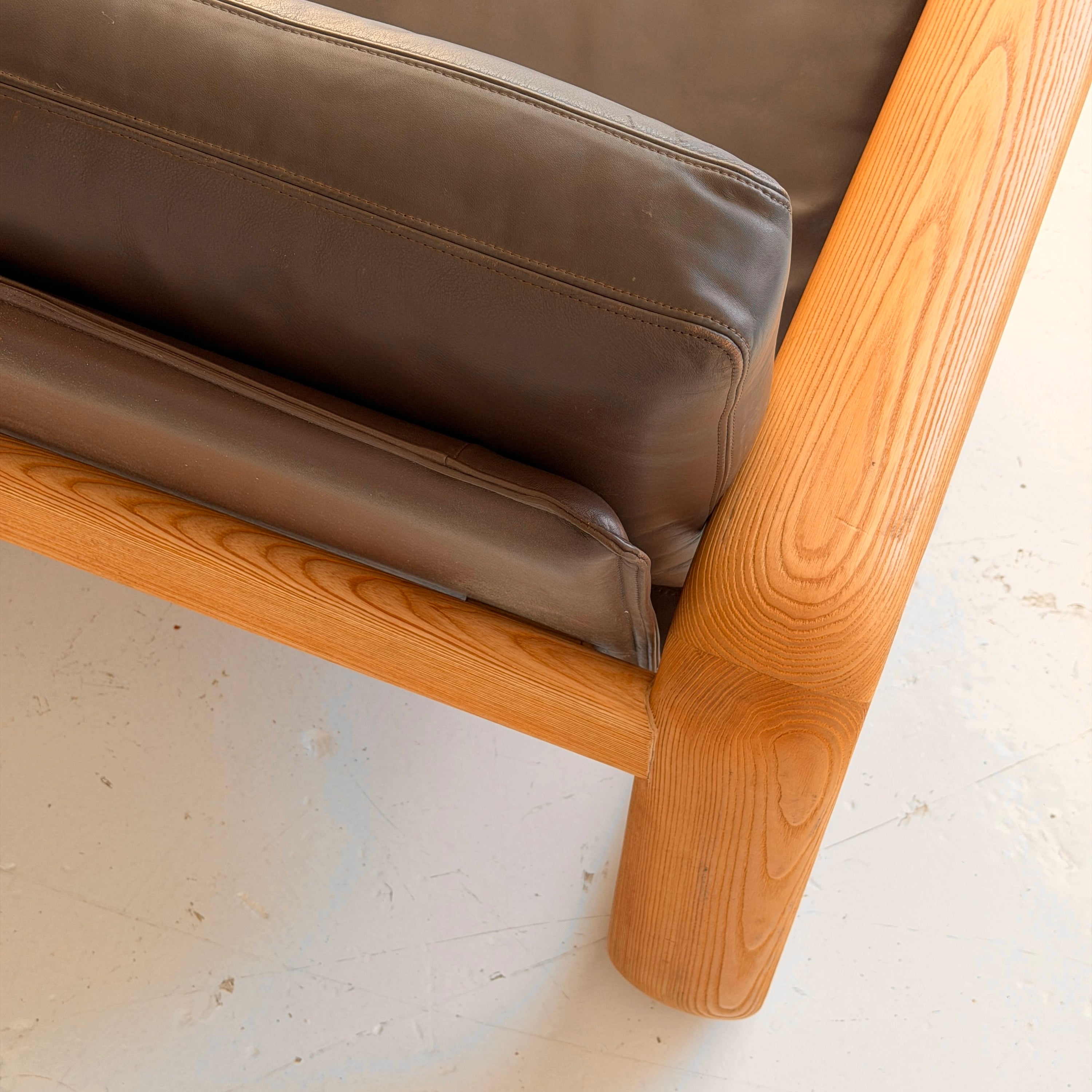 Leather + Oak Hombre Sofa by Burkhard Vogetherr for Rosenthal